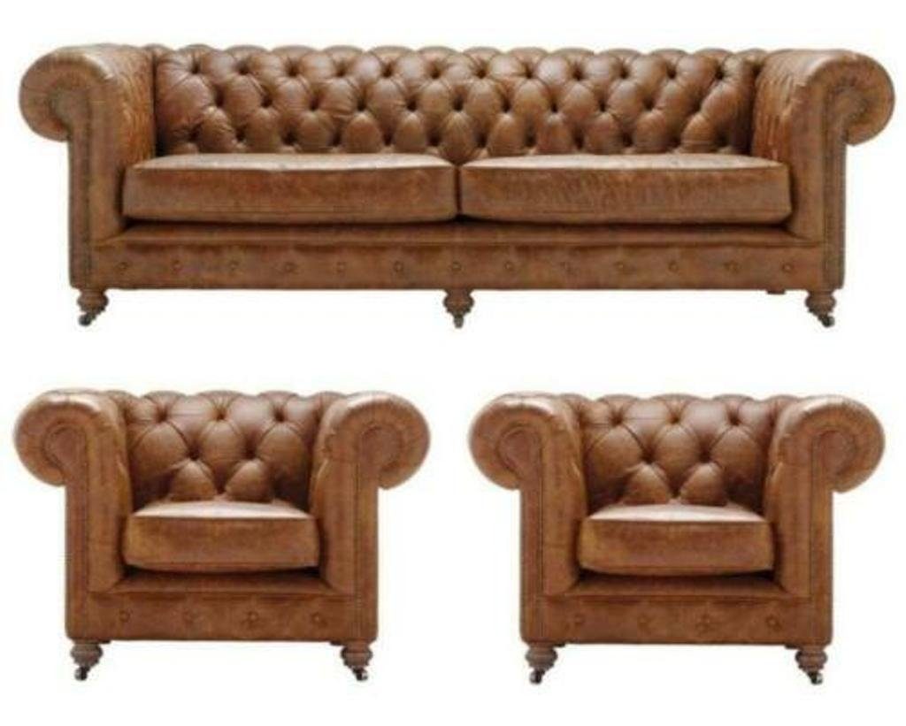 Sofa Couchen Chesterfield+2 Europe in JVmoebel Kreative Braun Made Möbel, Leder Sessel