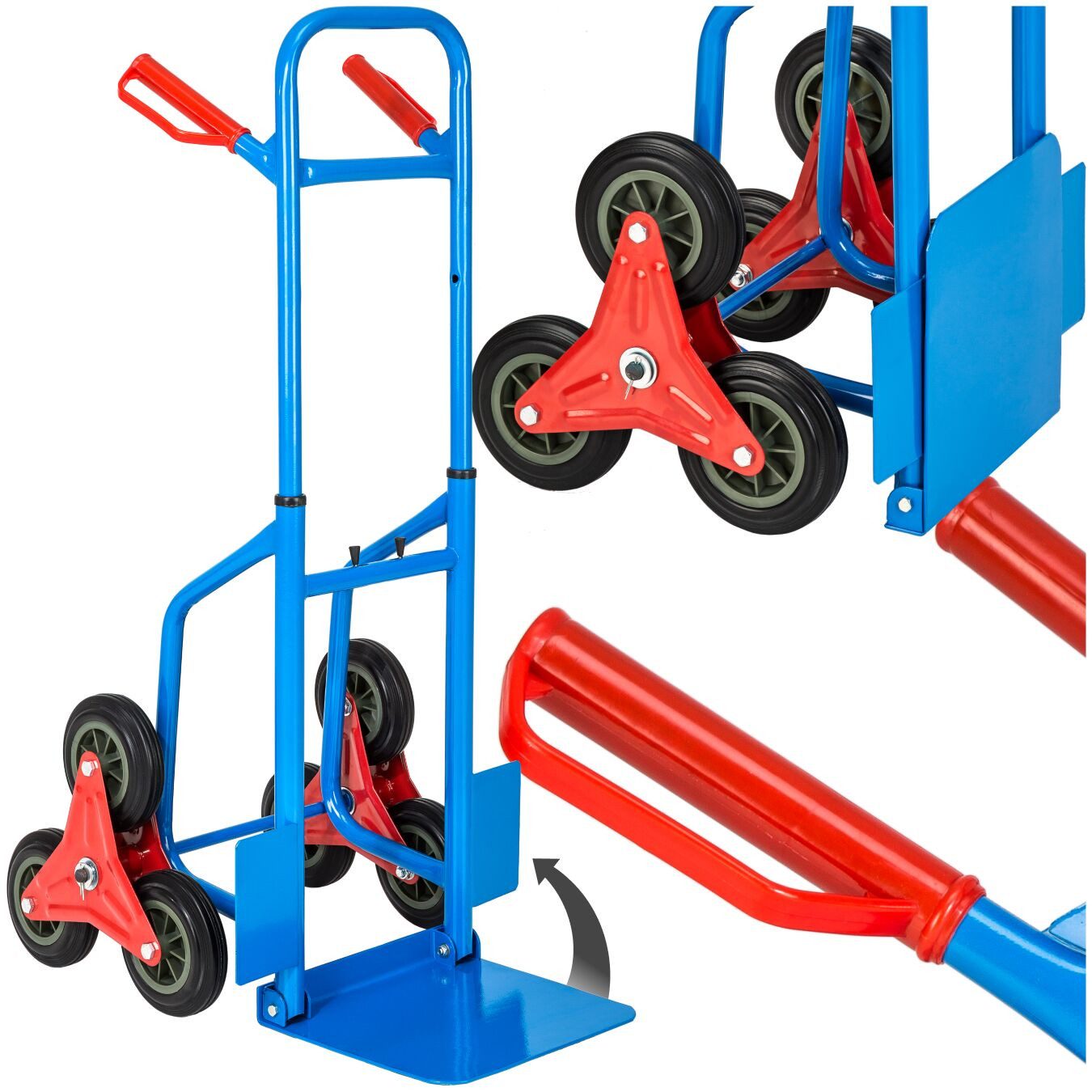 tectake Sackkarre Treppenkarre bis 200kg - Sternförmige Räder für müheloses, (Einzelartikel, 1 St), Stabile Stahlschweißkonstruktion für …
