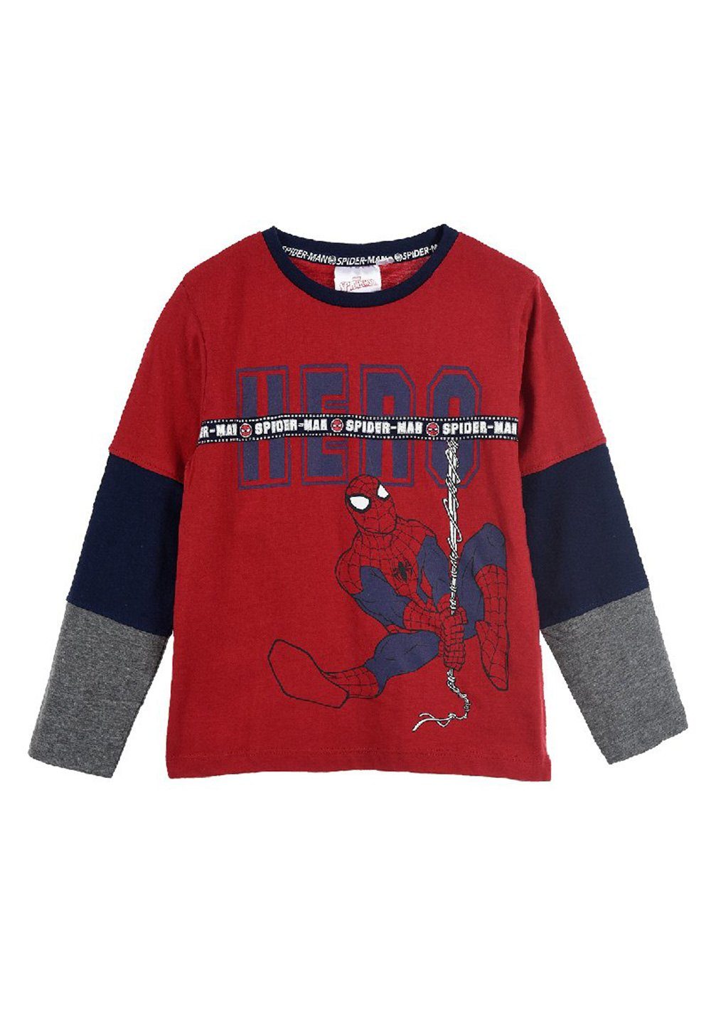 Spiderman Langarmshirt Jungen Longsleeve T-Shirt Kinder Langarm-Shirt Rot
