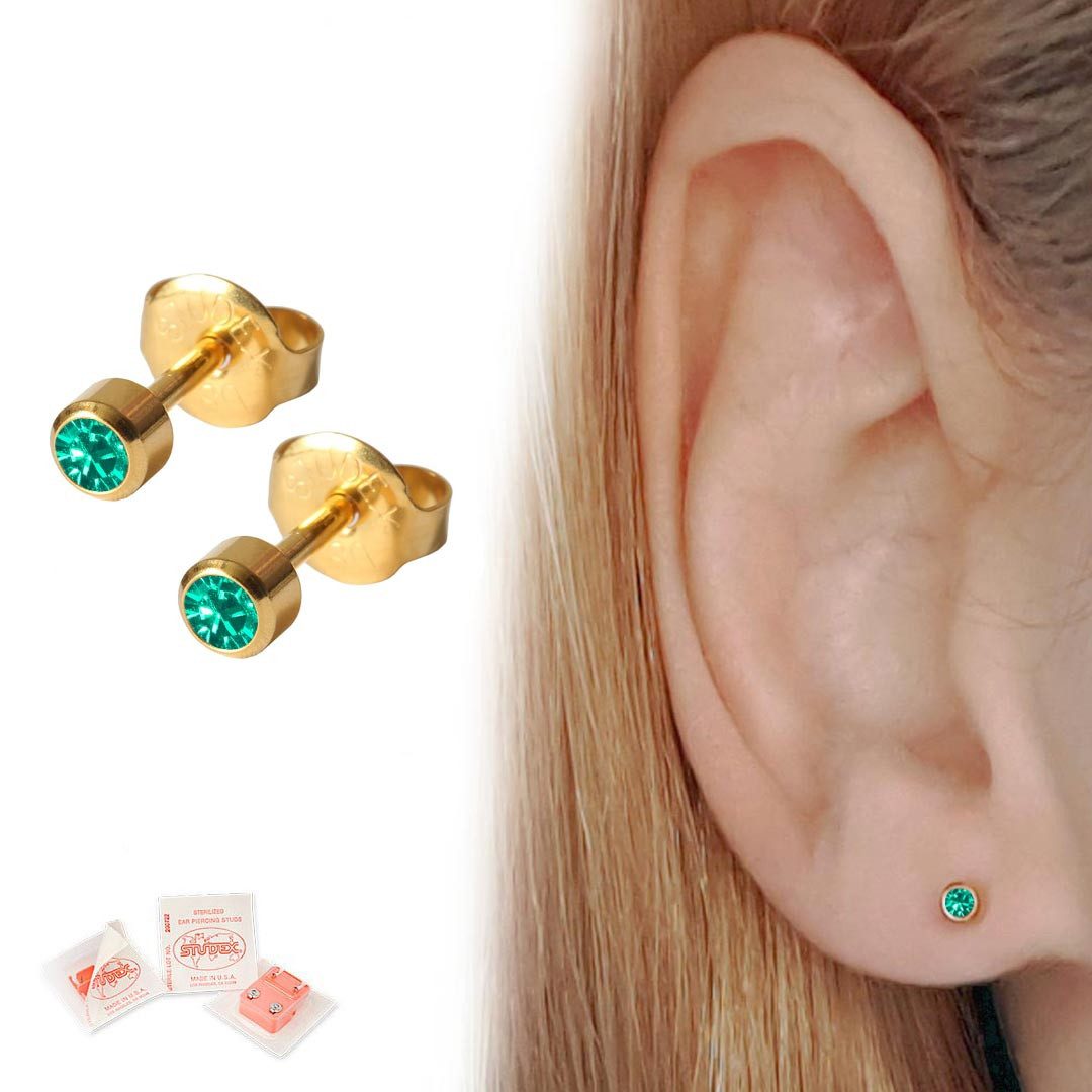 Studex Paar Ohrstecker Medizinische Ohrstecker Erstohrstecker Zirkonia gold von Studex