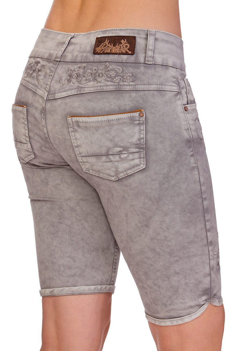 Hangowear Trachtenjeans Trachtenjeans Damen - OVIDA Bermuda - rot, hellgrau – Bild 3 von 5