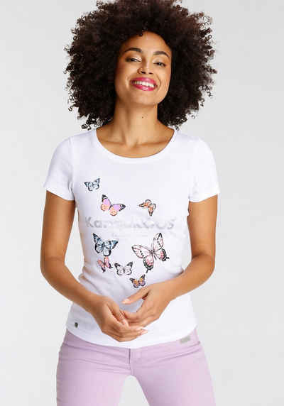 KangaROOS T-Shirt mit süßem Logodruck & Schmetterlingen