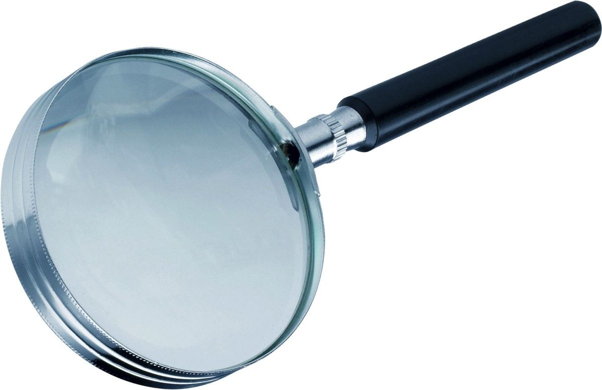 ALCO Taschenlupe Leselupe Metall 5-fach Griff schwarz Rand silber