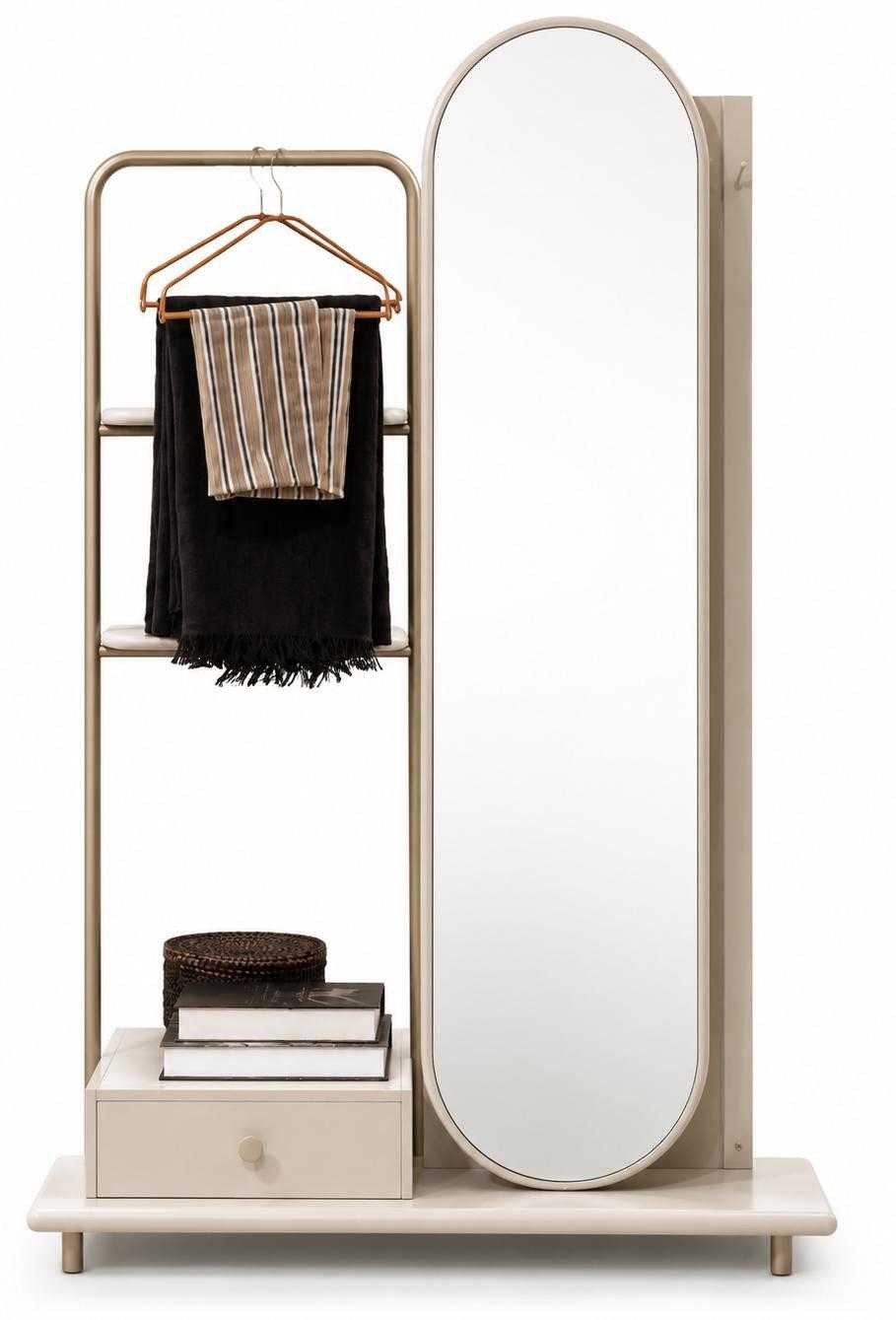 JVmoebel Standspiegel Spiegel Beige Holz Glas Modernes Design Elegant Stilvoll Dekor (1-St., 1-tlg)