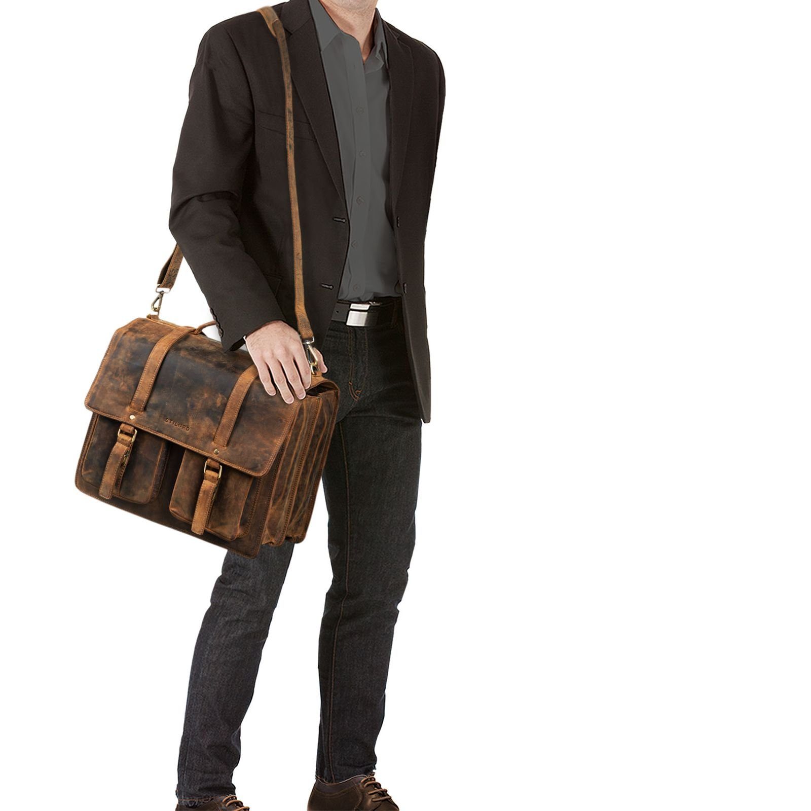 STILORD Aktentasche "Fernando" Ledertasche Aktentasche Vintage