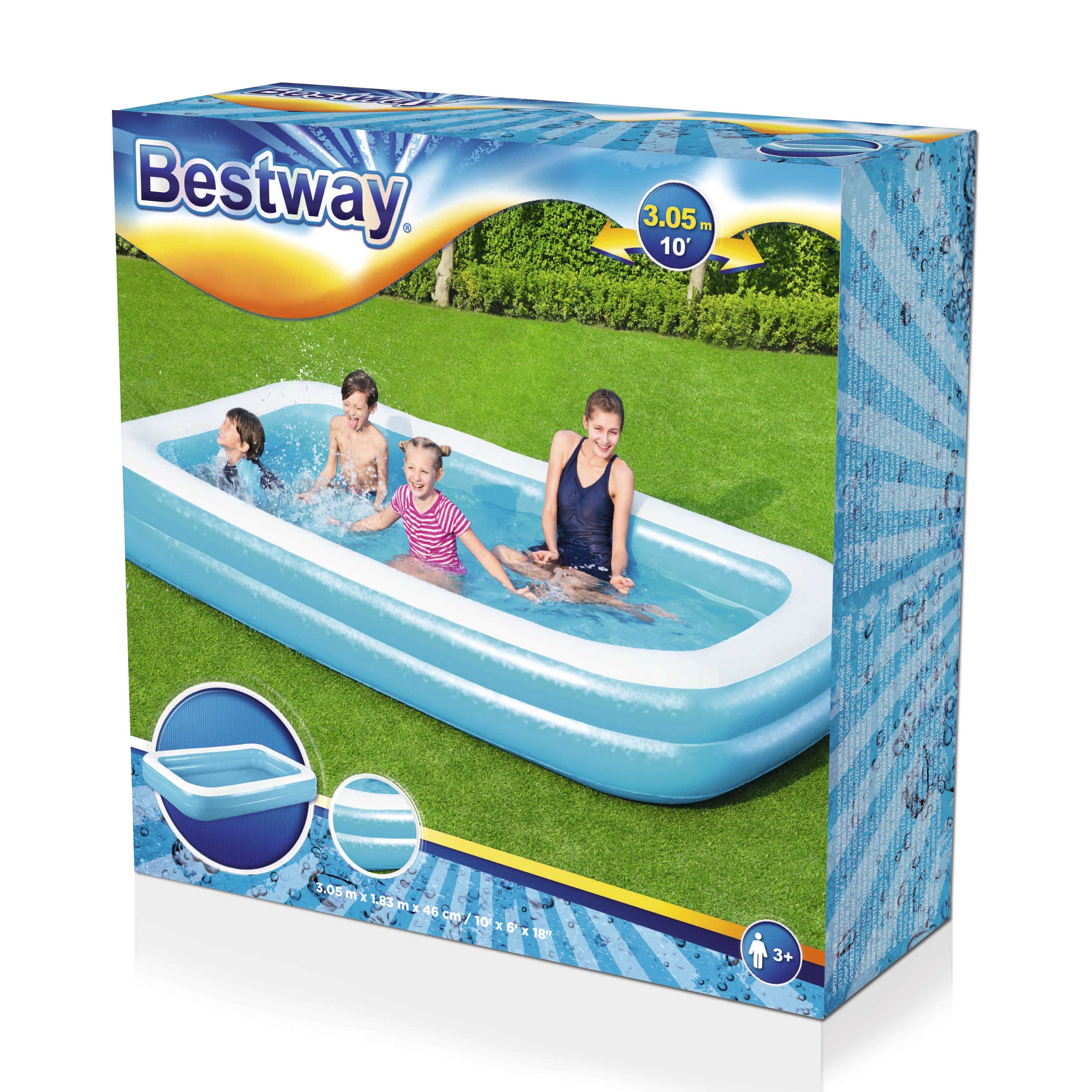 BESTWAY Rechteckpool »Bestway Family Pool 305 x 183x 46 cm Schwimmbad  Planschbecken I-Beam«, Stabile I-Beam-Konstruktion mit 2 gleichen Luftringen