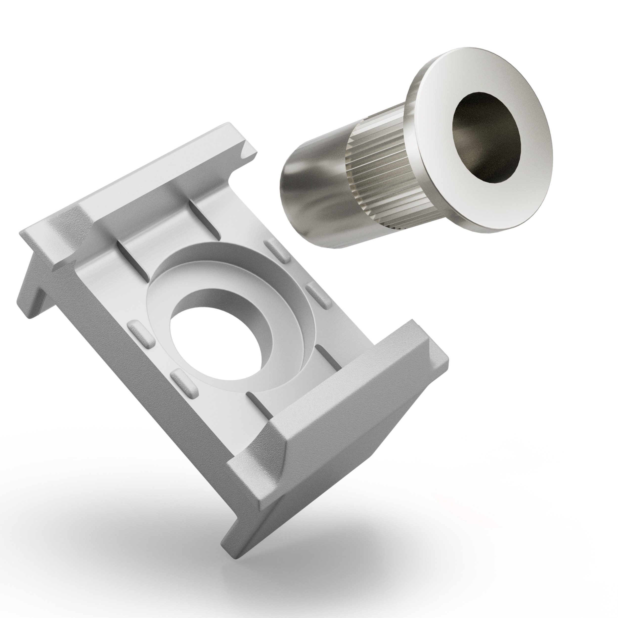 Qualinos Doppelstabmattenzaun Befestigung Klemmbock 40mm & V2A Nietmutter - Set ohne Schraube/Platte, (Vorteilspack, 10-St., UV Schaden und Sturmschaden Reparaturset), Edelstahl, Halteklammer UV-stabilisiert Made in Germany und NO-BREAK