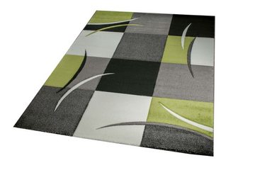 Teppich Designer Teppich Wohnzimmerteppich karo grün grau creme schwarz, Carpetia, rechteckig, Höhe: 13 mm