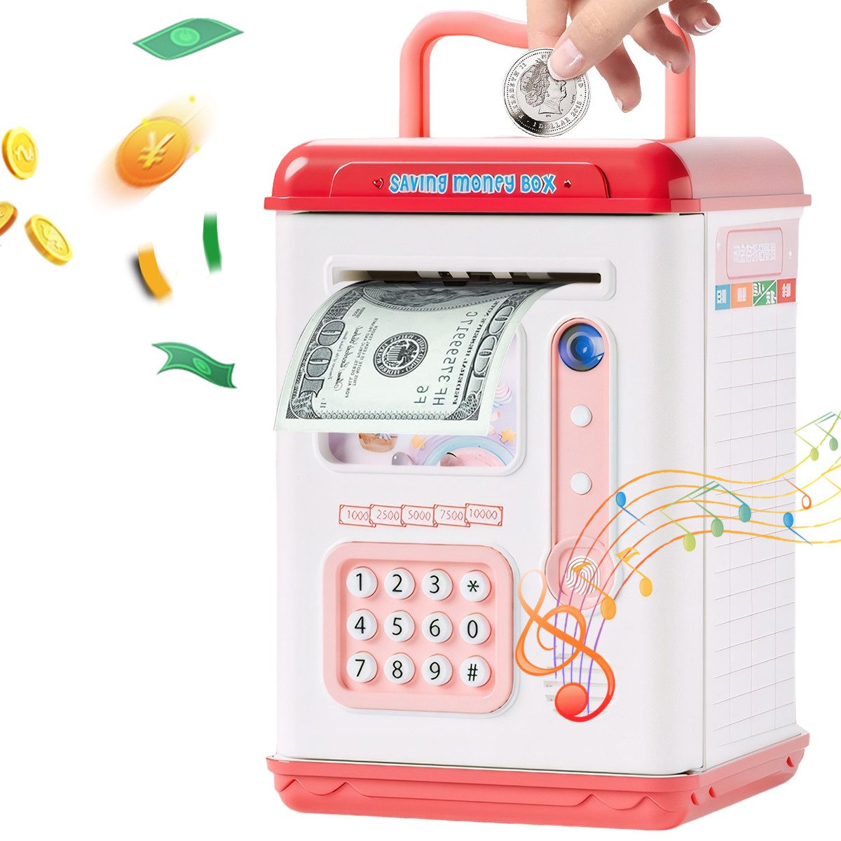 Spardose Elektronisches Kinder Spardose Einhornmuster rot Geldsafe