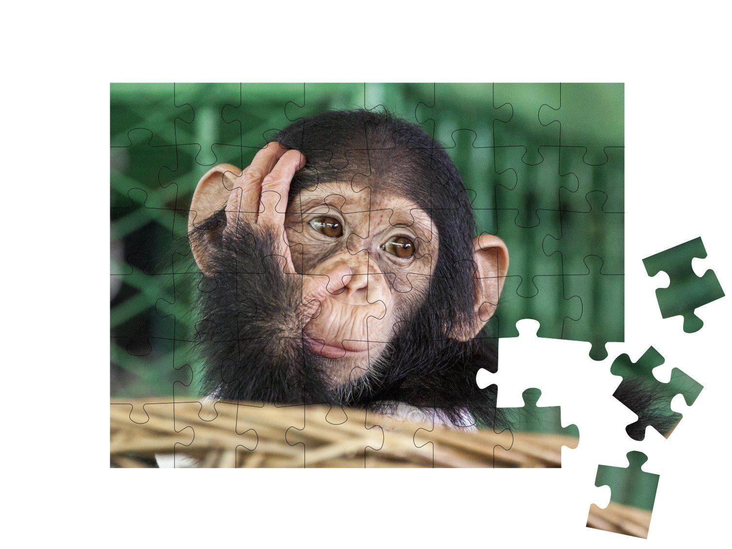 Tiere, Affen, Puzzleteile, Schimpanse, Schimpansen 48 puzzleYOU Puzzle puzzleYOU-Kollektionen kleiner Ein