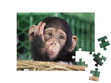 puzzleYOU Puzzle Ein kleiner Schimpanse, 48 Puzzleteile, puzzleYOU-Kollektionen Tiere, Affen, Schimpansen