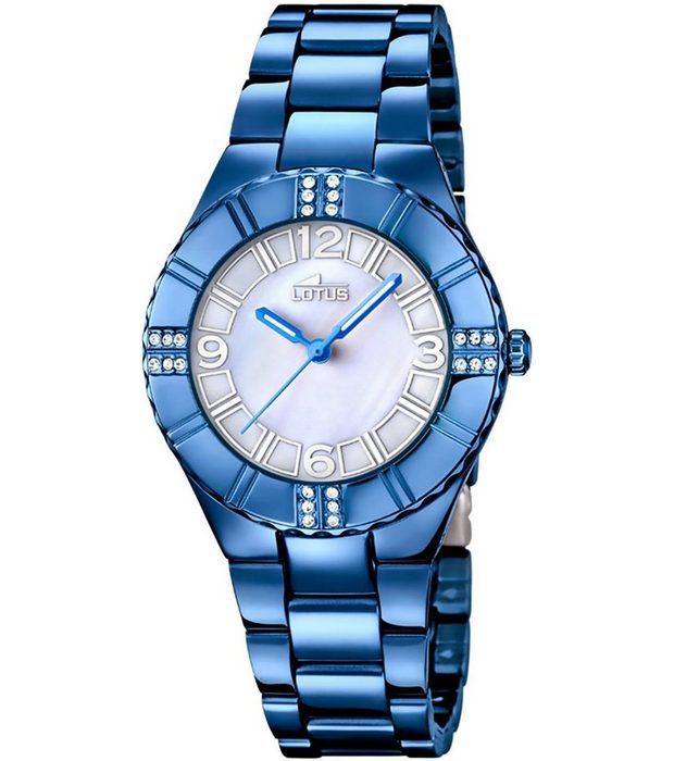 Lotus Quarzuhr Lotus Damen Uhr Fashion L18247/1 (Armbanduhr) Damen Armbanduhr rund Edelstahlarmband blau
