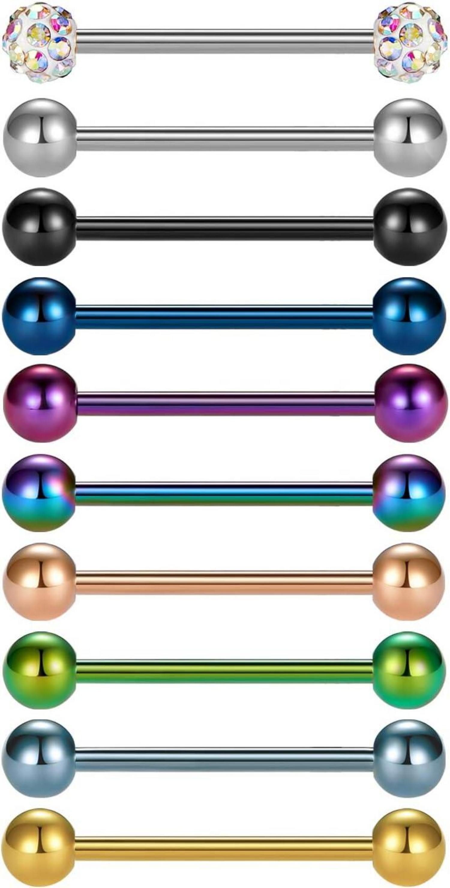 Briana Williams Brustwarzenpiercing Zungenpiercing Nippelpiercing Brustwarzenpiercing 10er Set 14G 18mm