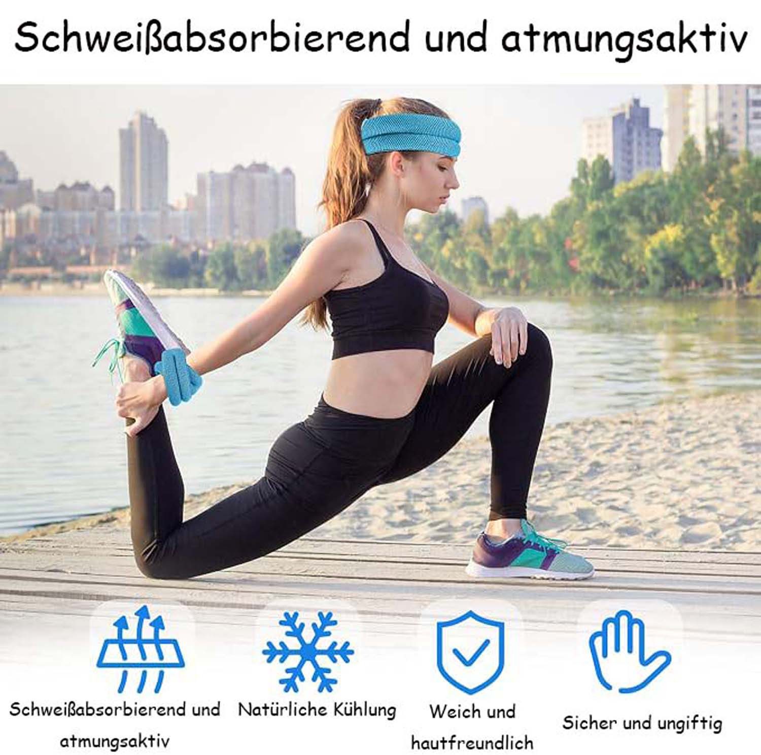 Oemmn Sporthandtuch 2 Stück Kühlender Schal mit Knopf, Kühltuch Nacken – Bild 3 von 5
