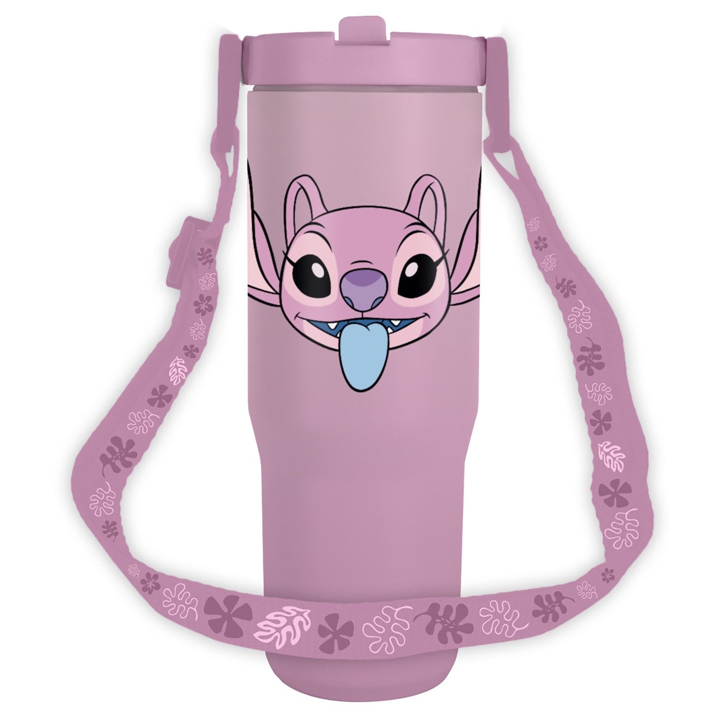 Thermobecher Lilo & Stitch - Angel - Trinkflasche 850 ml mit Umhängegurt