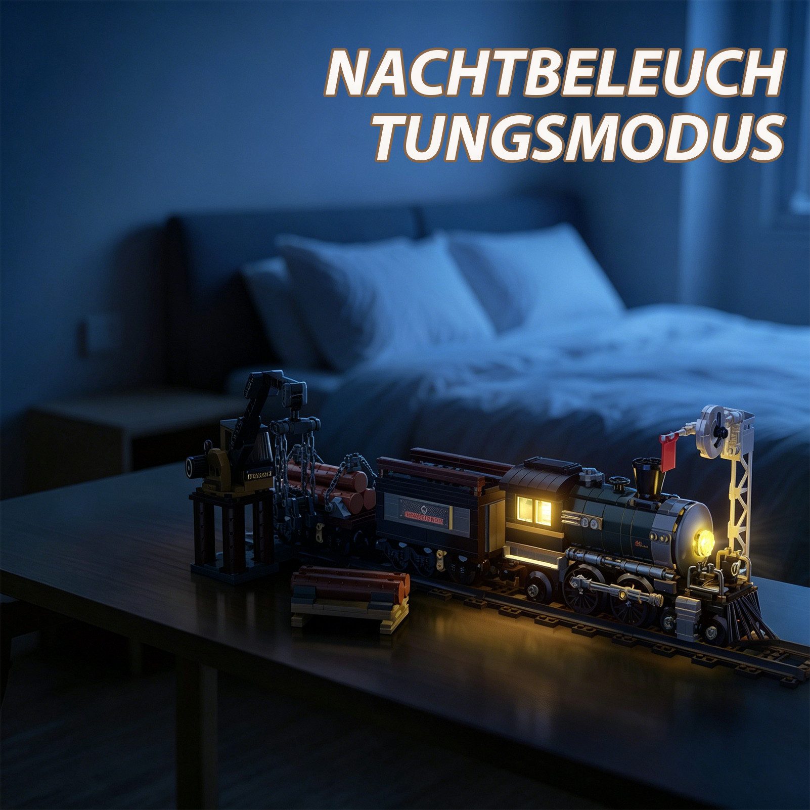 Esun Zug Retro Dampflok Klemmbausteine Set Modell mit Schienen Bauspielzeug Spielbausteine, (Set, 886 St., Komplettset), Zug Eisenbahn Geschenk für Erwachsene (886 Teile)