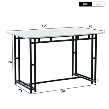 REDOM Esstisch Esszimmertisch Küchen rechteckig Marmoroptik Bürotisch, 120*70*74 cm