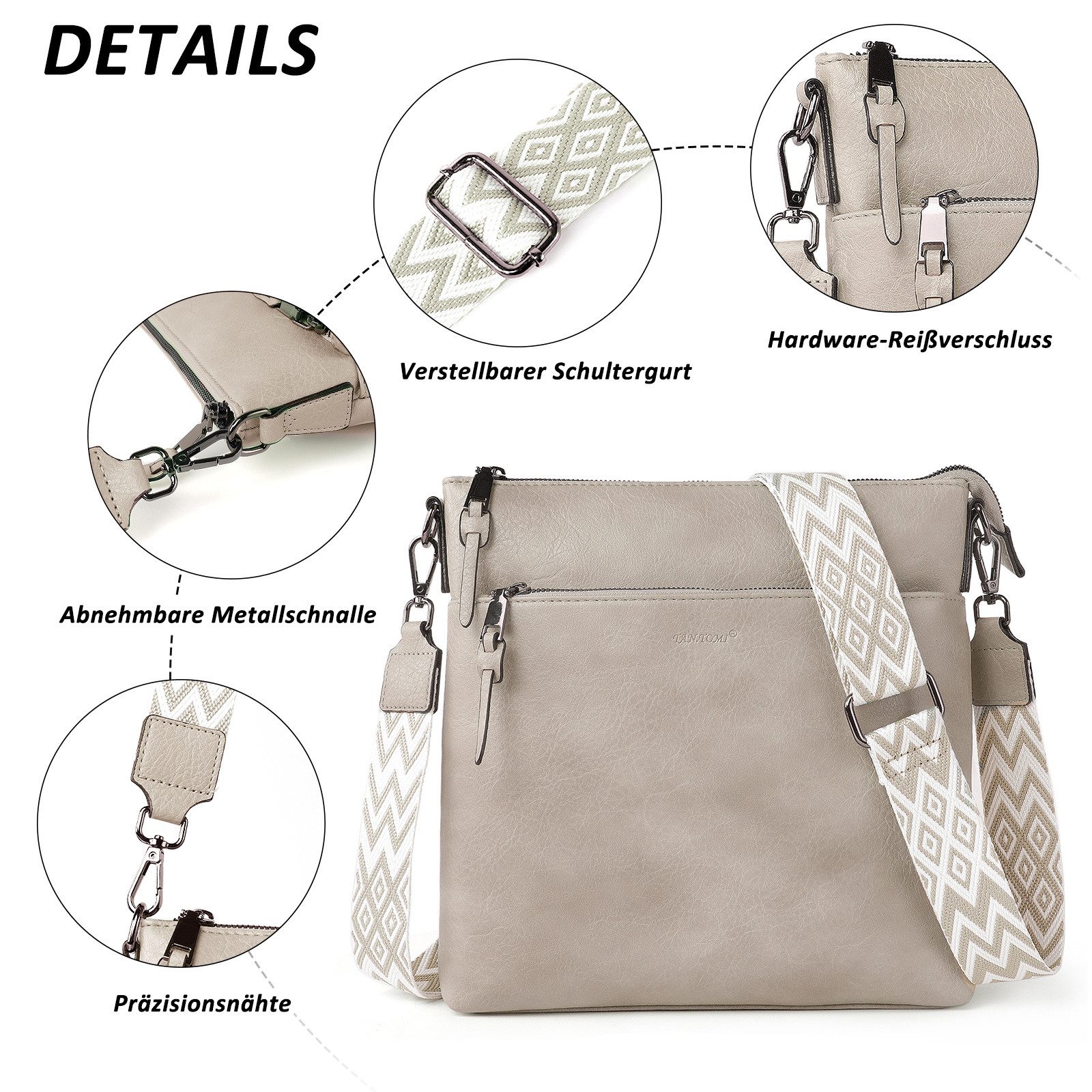 TAN.TOMI Schultertasche Damen Handtasche Crossbody Bag Tasche shopper Freizeit leicht (Für Pendeln Reise Campus Sport Rucksäcke), Umhängetasche Beuteltasche Crossover BodyBag Viel Stauraum