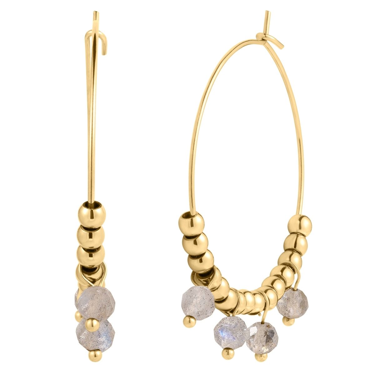 Eastside Paar Creolen gelbgold, Labradorit