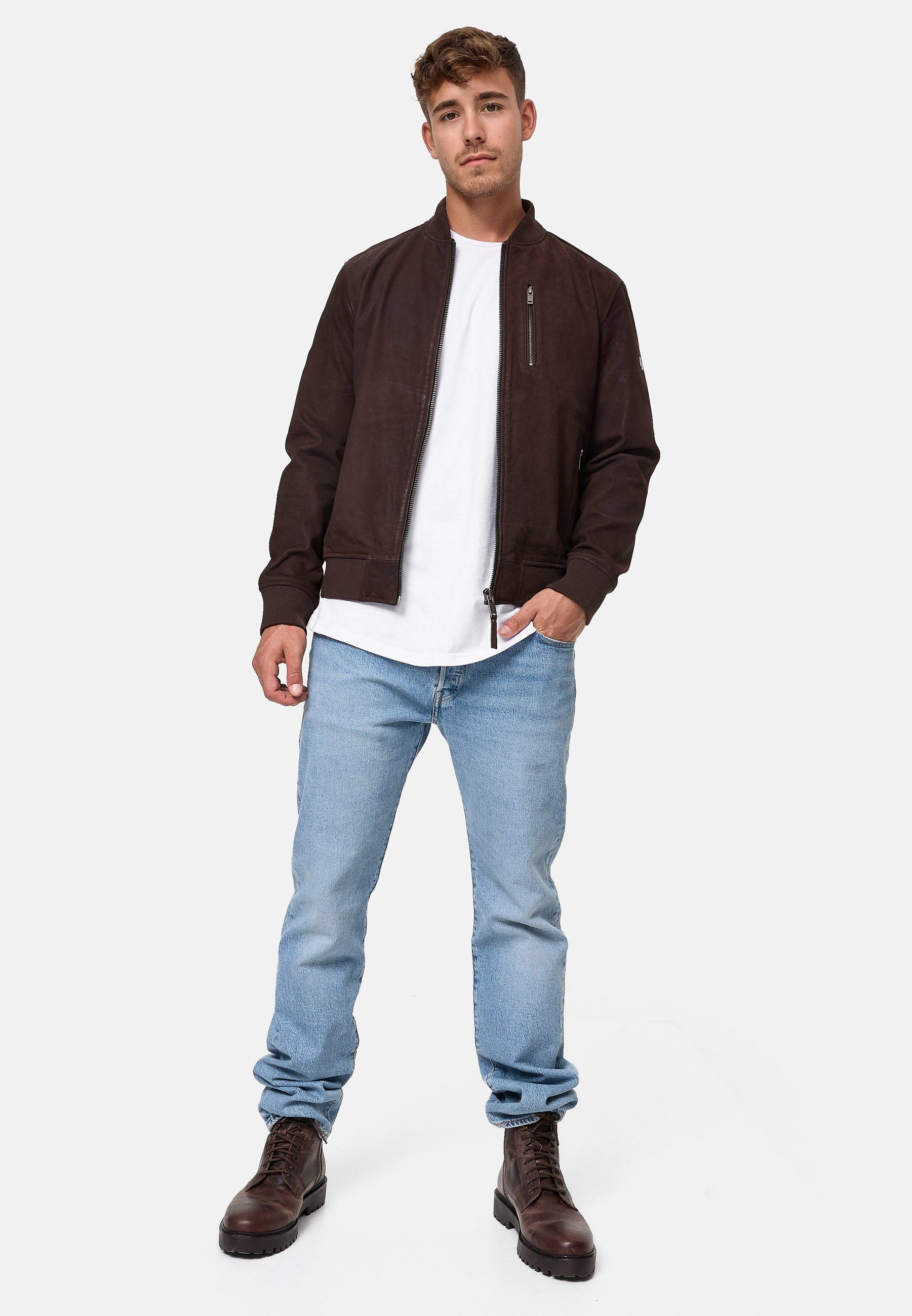 Indicode Lederjacke Herren Captain Übergangsjacke Herrenjacke aus echtem Ziegenleder
