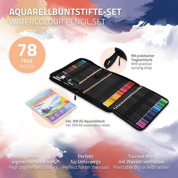 ECD Germany Buntstift Professionelles Zeichnen Art Set Farbstifte Zeichnen & Malen, 78er Aquarell Buntstifte Set Wasserlösliche Farbstifte zum Vermischen