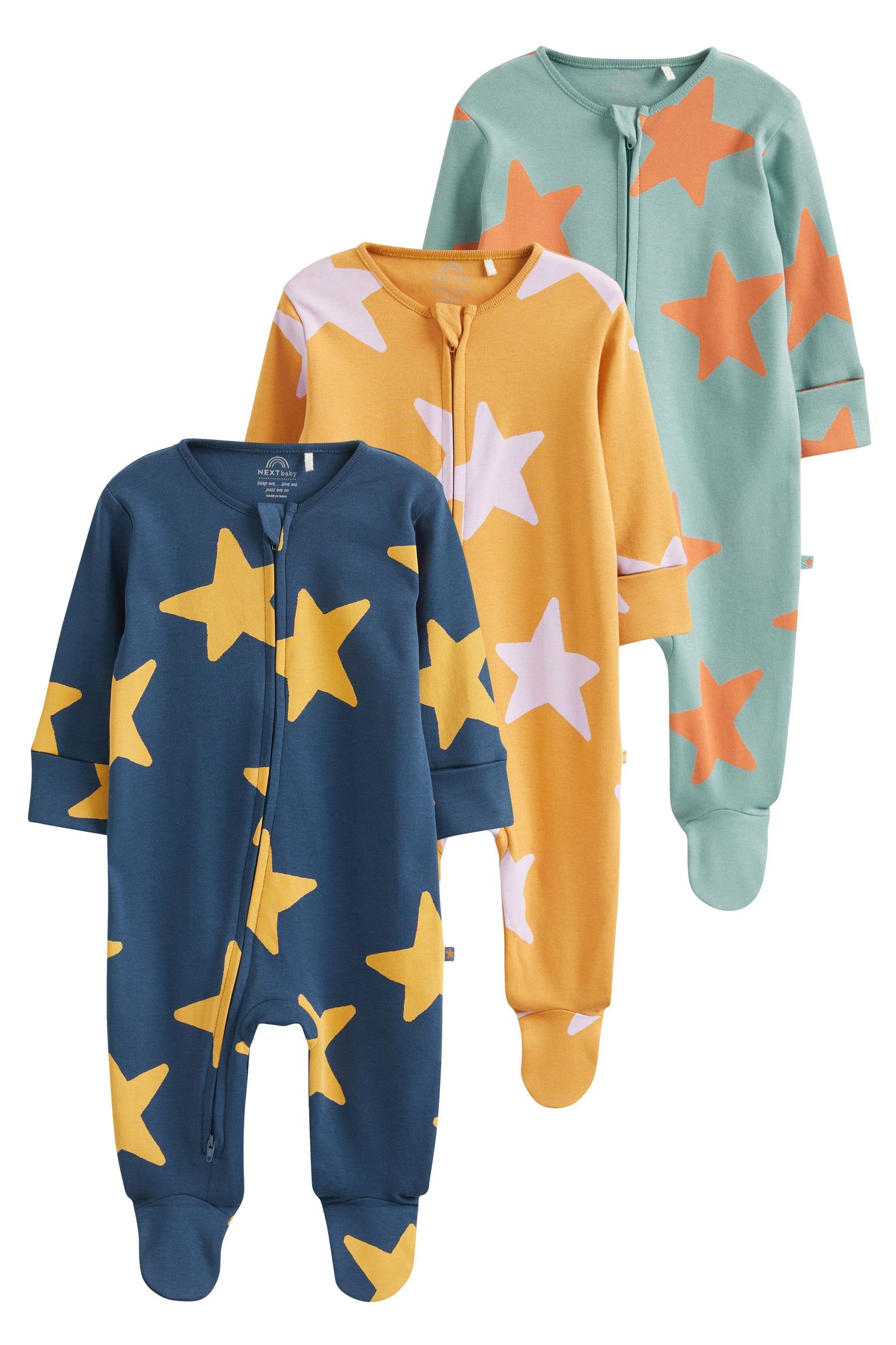 Next Schlafoverall Baby Schlafanzüge mit Reißverschluss, 3er-Pack (3-tlg),  Aktuelles Design aus England *