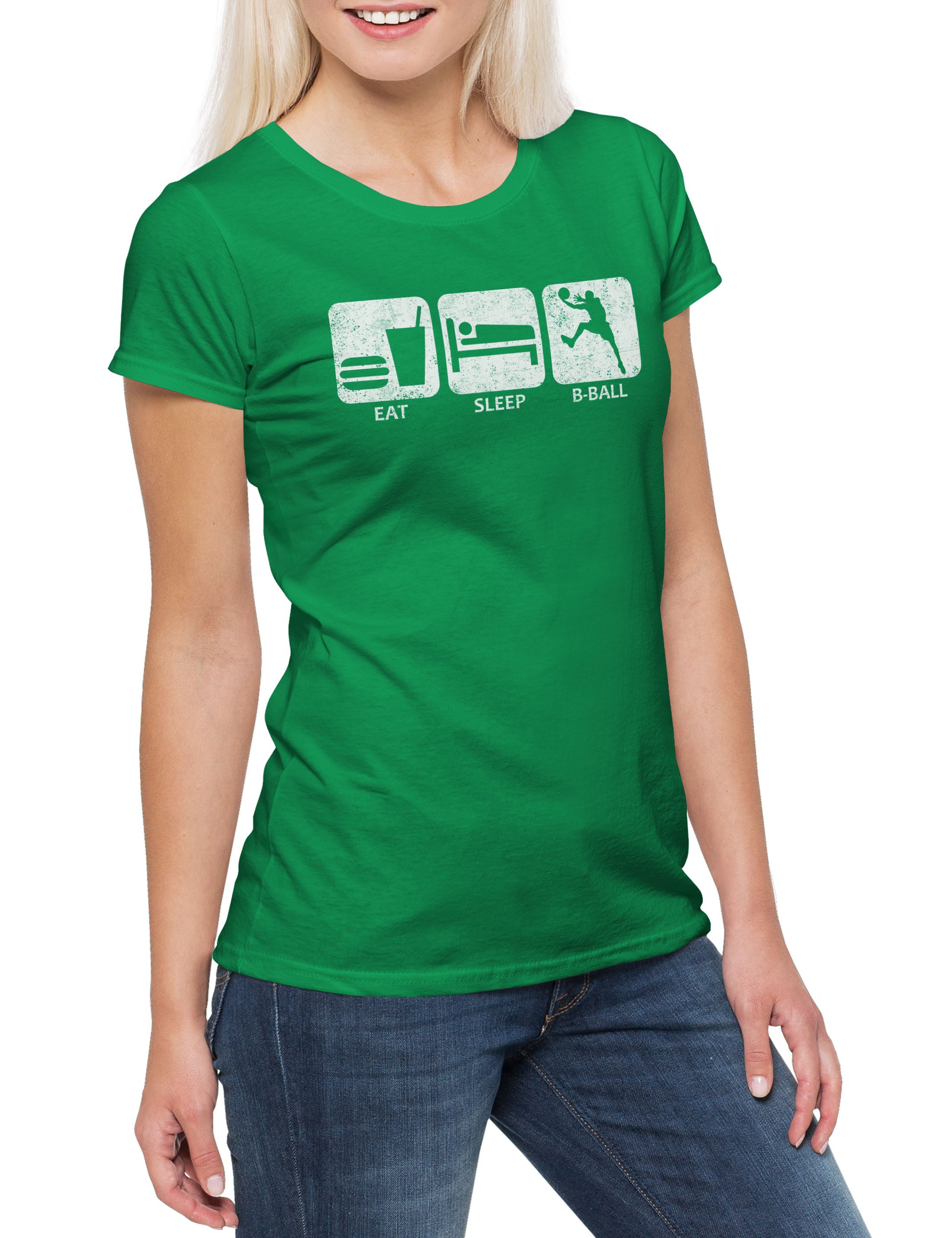 Urban Backwoods Print-Shirt Eat Sleep Basketball Damen T-Shirt Street Ball Player Game Sport (1-tlg) Sports Team Coach Training