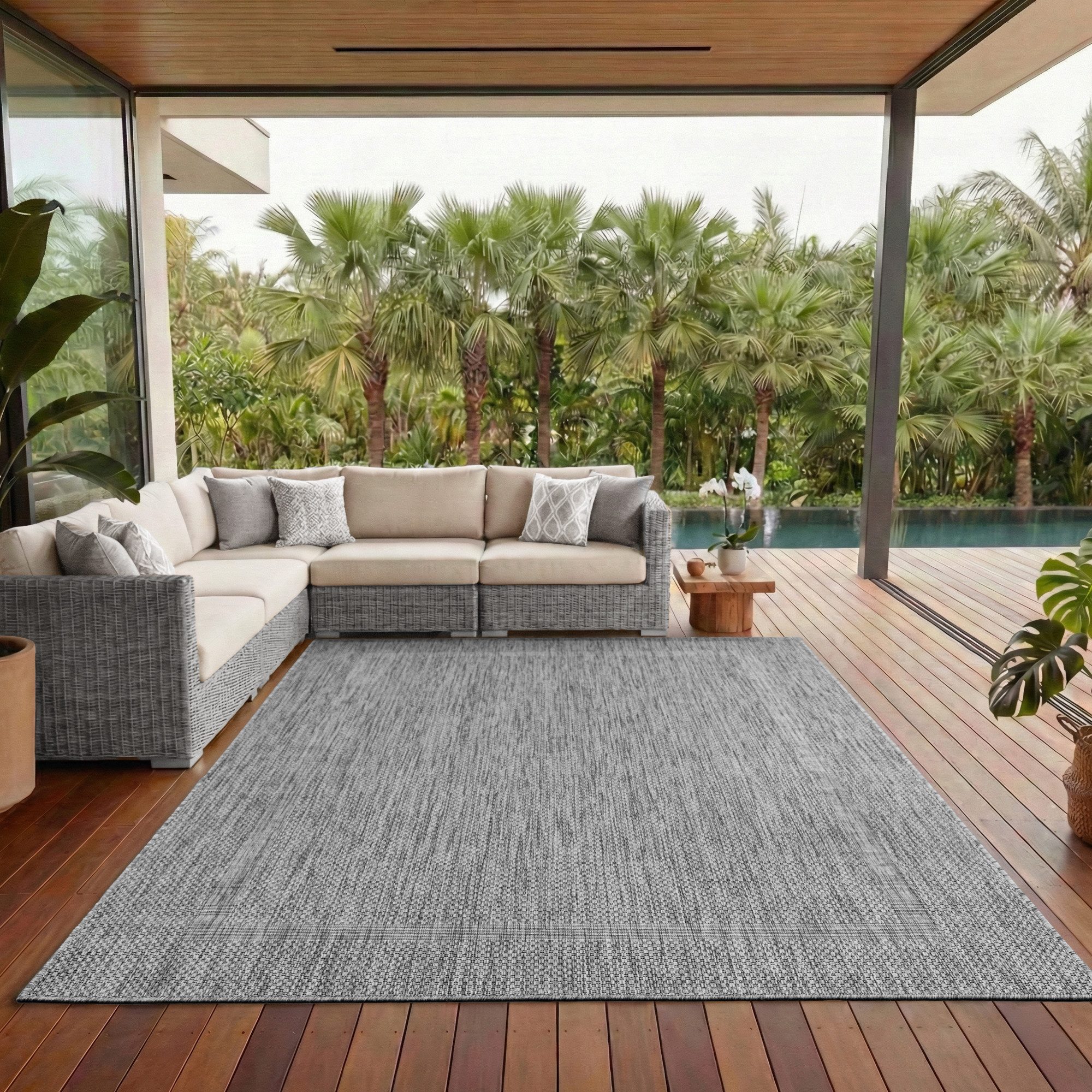 Carpettex Outdoorteppich Unicolor - Einfarbig, Läufer, Höhe: 5 mm, Teppich Wetterfest Balkon Küchenteppich Flachgewebe Sisaloptik