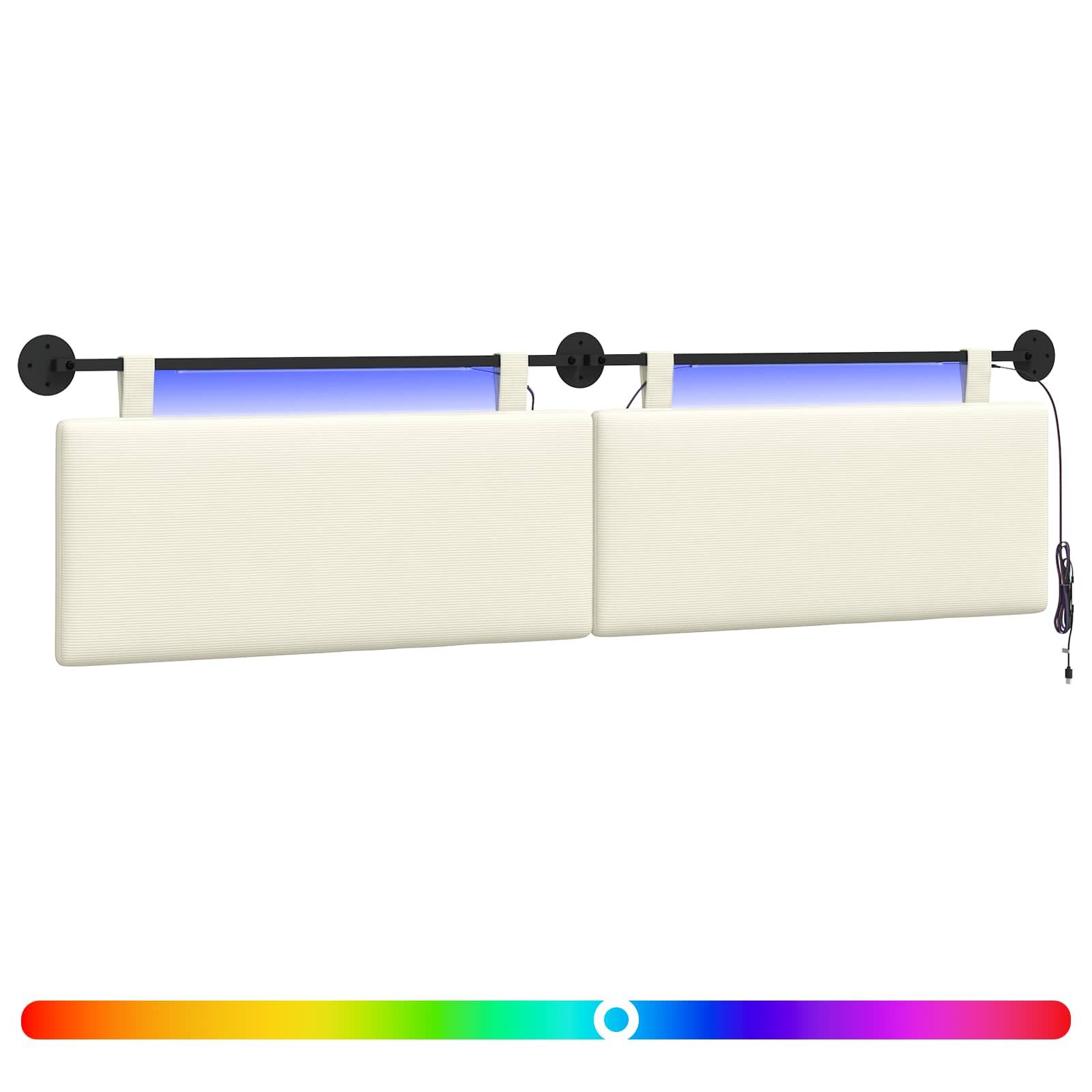 Bett Hängendes Kopfteil Mit LED Licht Creme Cordstoff