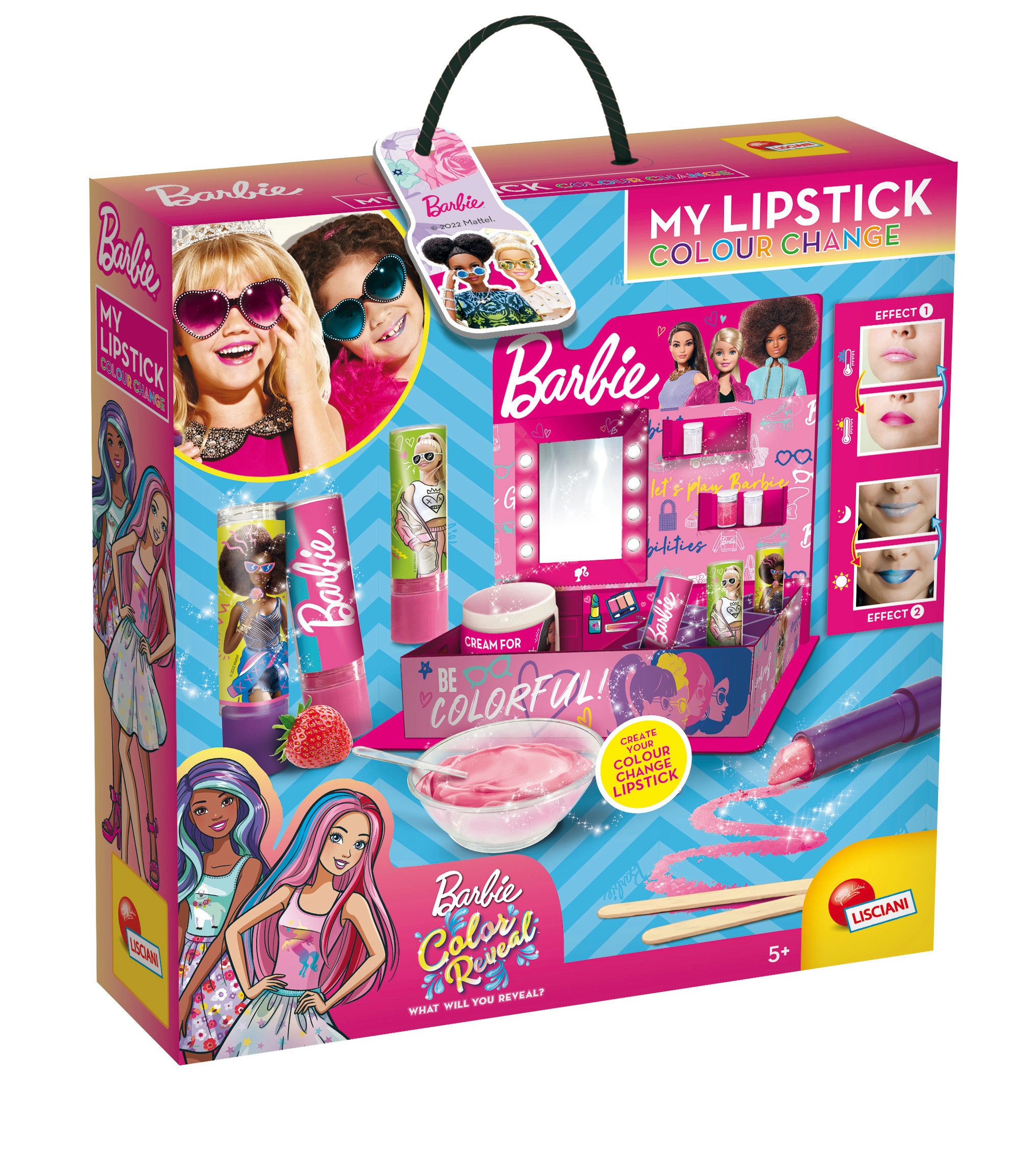 Lisciani Lippenstift Farbige Barbie Lippenstifte, mit 3D Lippenstift-Halter