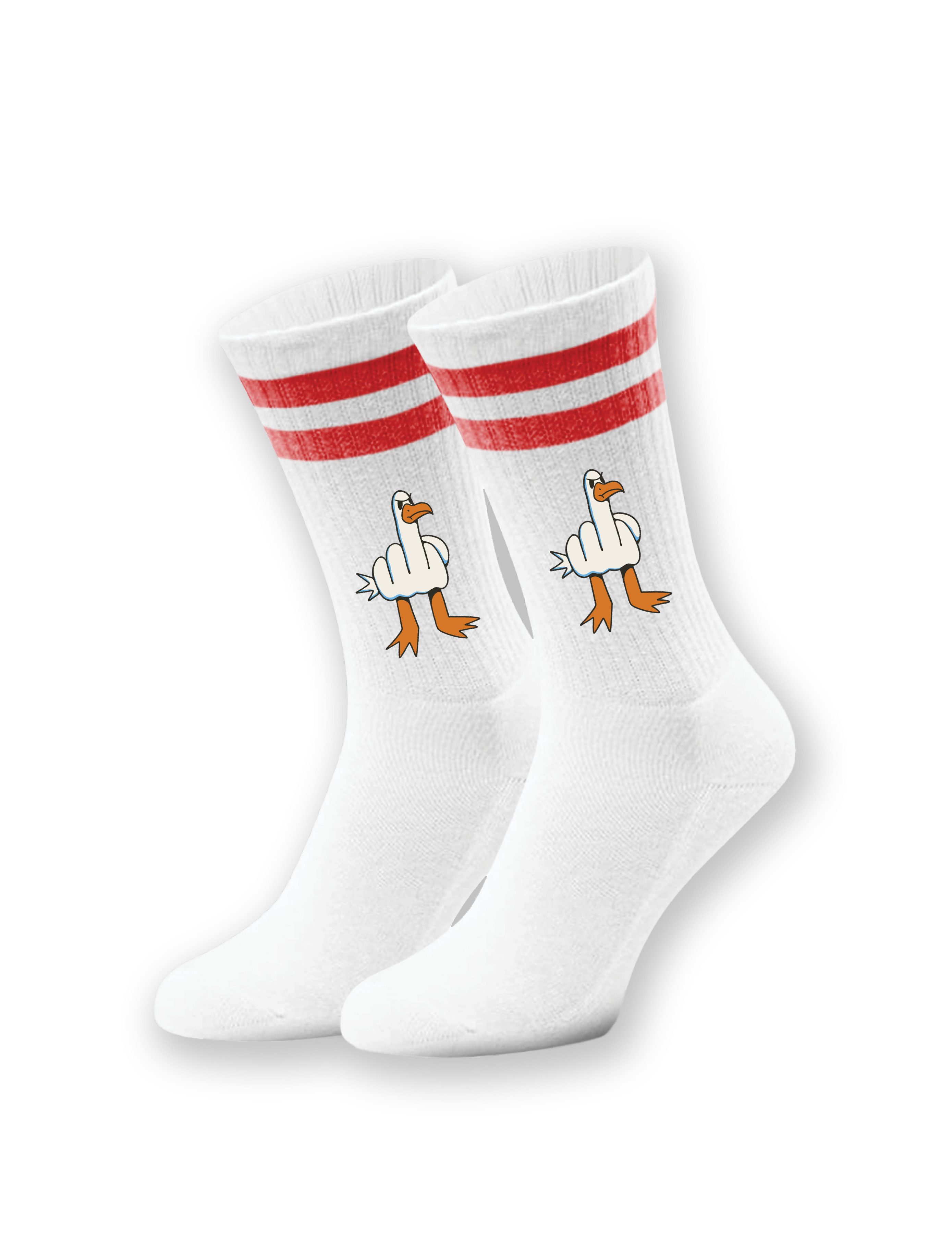 Youth Designz Tennissocken Unisex Socken "Möwe Finger" Fun-Aufdruck lustig Geschenk Statement mit verstärkter Verse und Zehenbereich