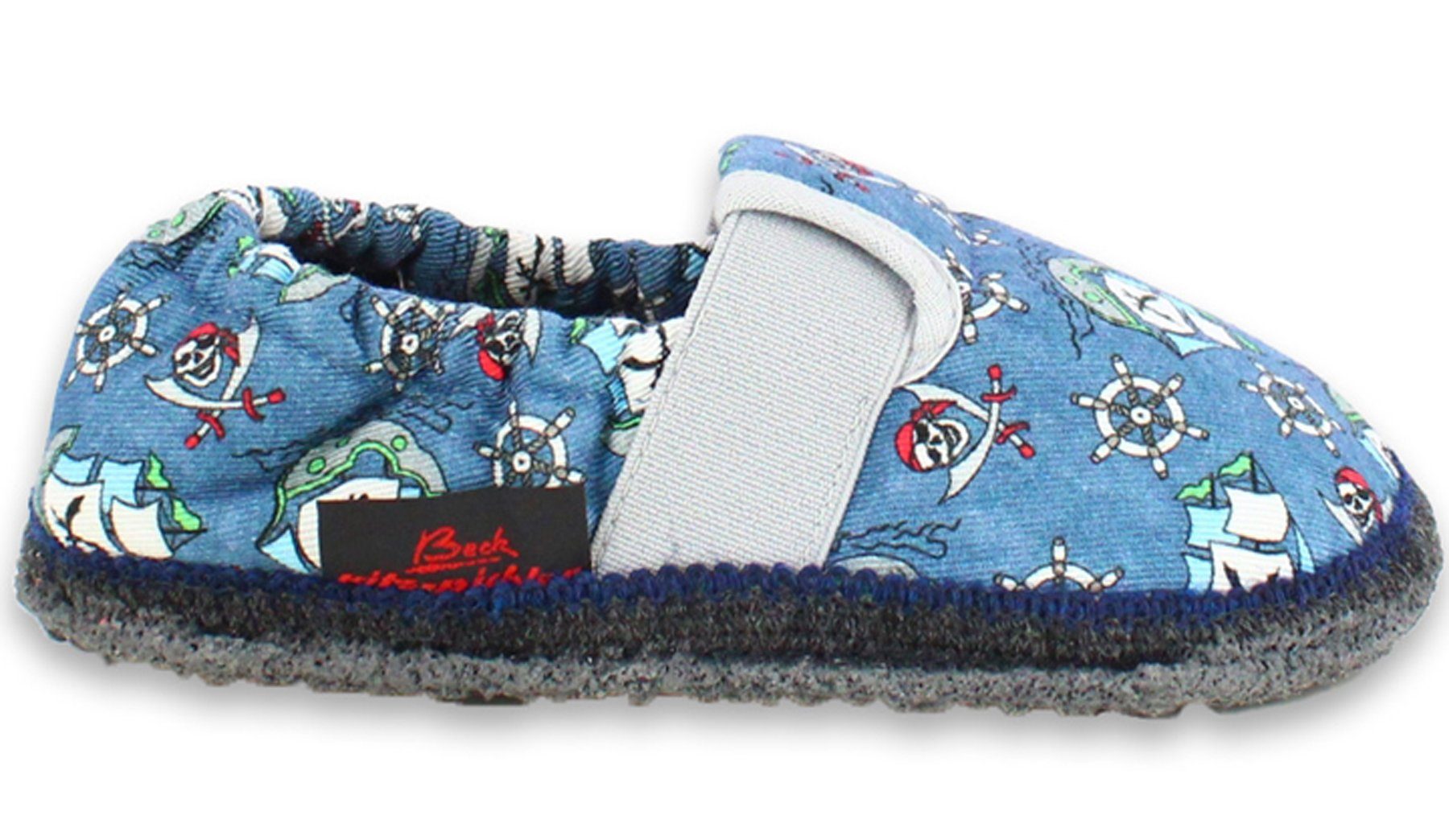 Beck Baumwollslipper Seeräuber Hüttenschuhe (mit rutschfester Laufsohle, Qualität aus Österreich) – Bild 2 von 5