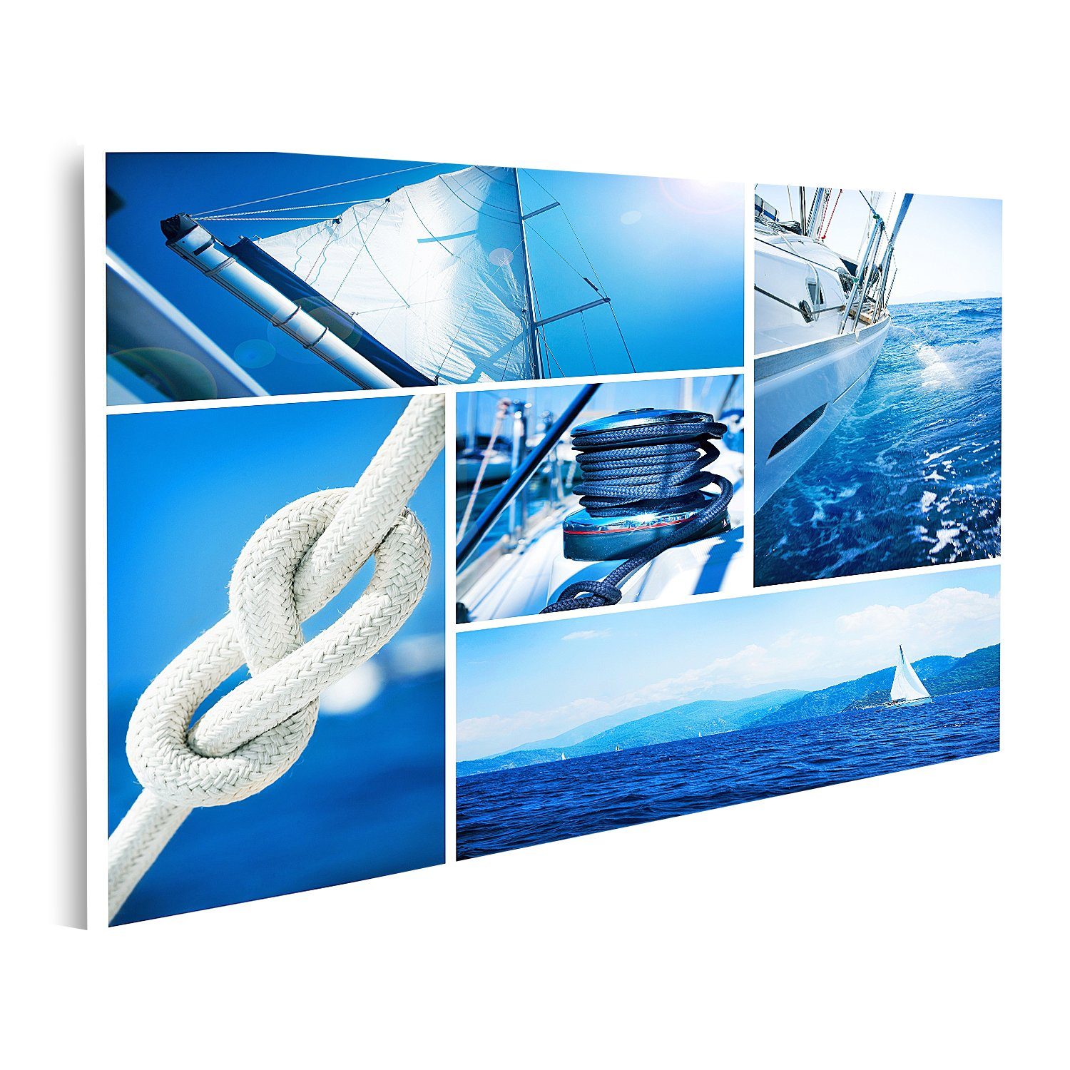 islandburner Leinwandbild Bild auf Leinwand Yacht Collage Segelboot Yachting Konzept Wandbild Po