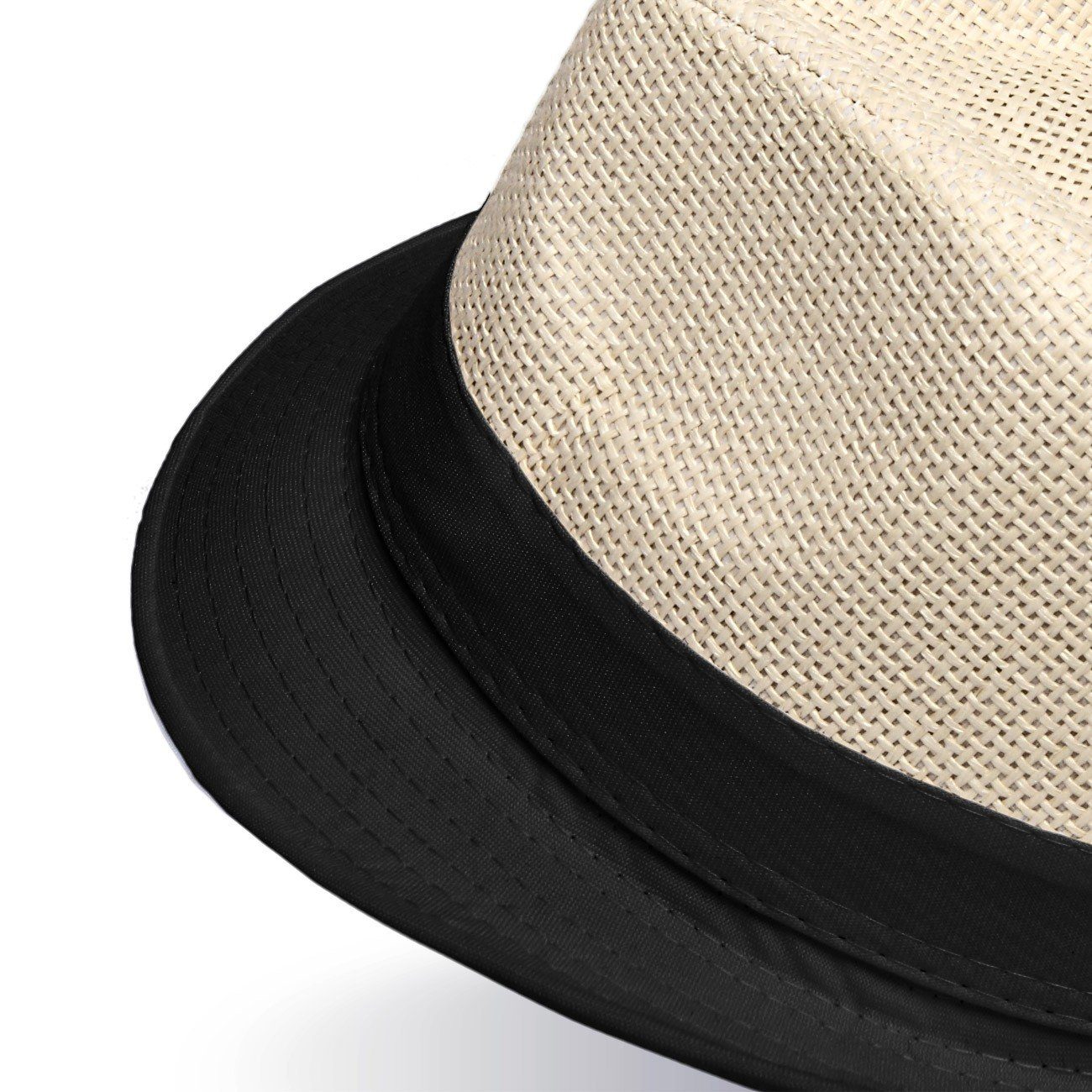 mit No.1 Strohhut Hut / schwarz Unisex farbiger Krempe Trilby HT001 Caspar Trilby