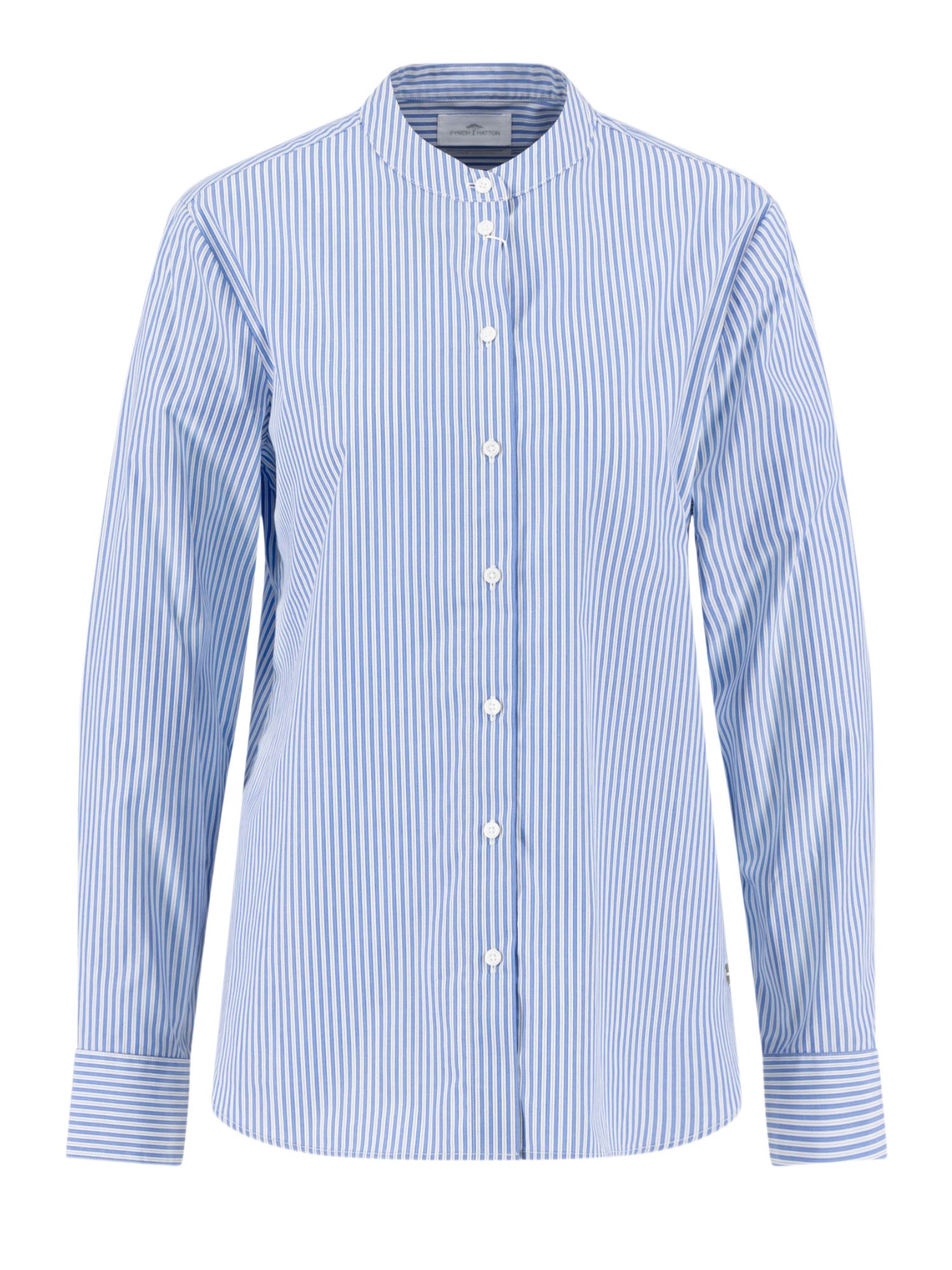 FYNCH-HATTON Langarmbluse blau,Casual,Baumwolle,Gestreift,Stehkragen,Lang,Casual Fit