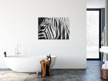 Pixxprint Glasbild Zebra Porträt, Zebra Porträt (1 St), Glasbild aus Echtglas, inkl. Aufhängungen und Abstandshalter