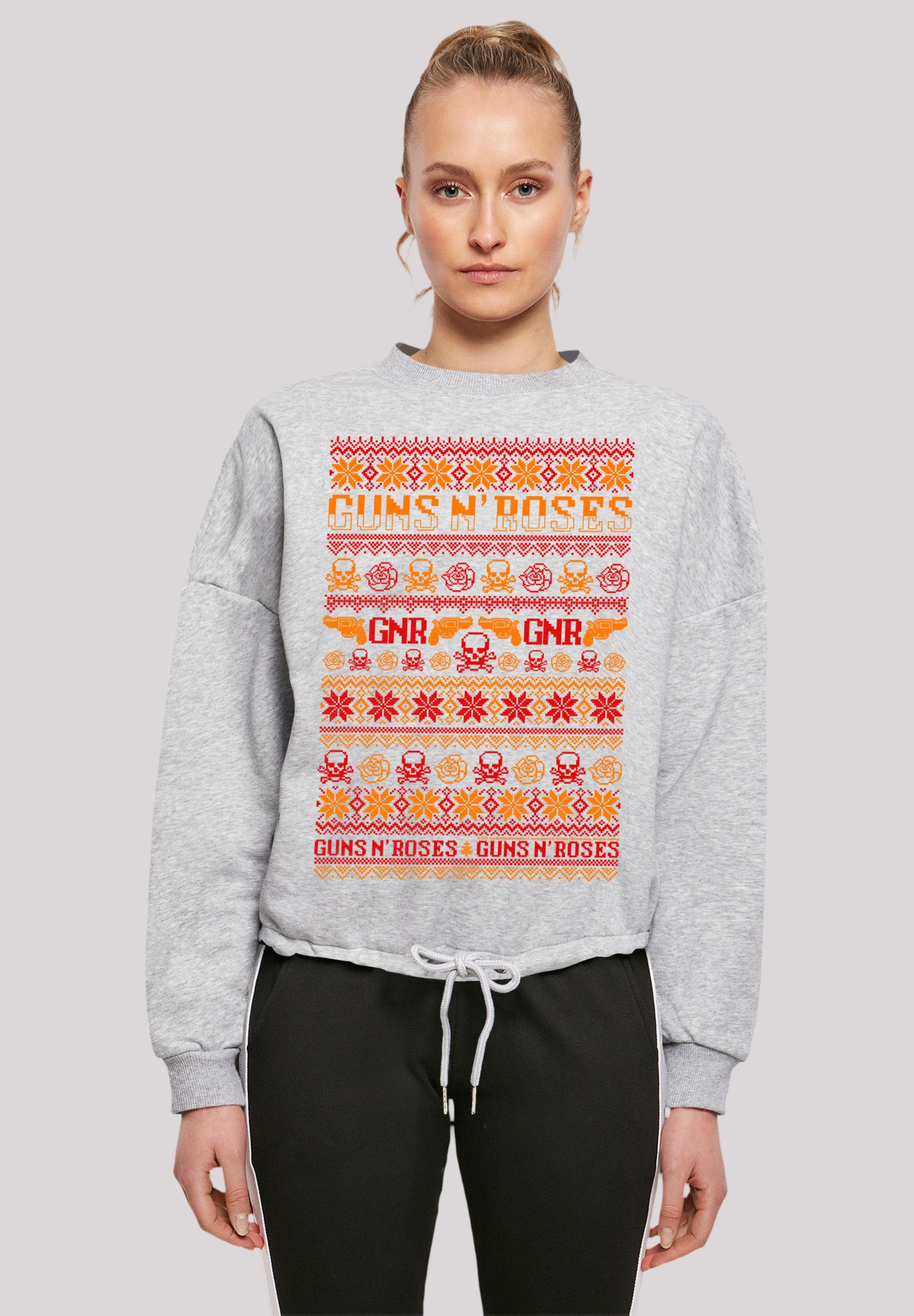 F4NT4STIC Sweatshirt Guns n' Roses Weihnachten Christmas Musik,Band,Logo heather grey