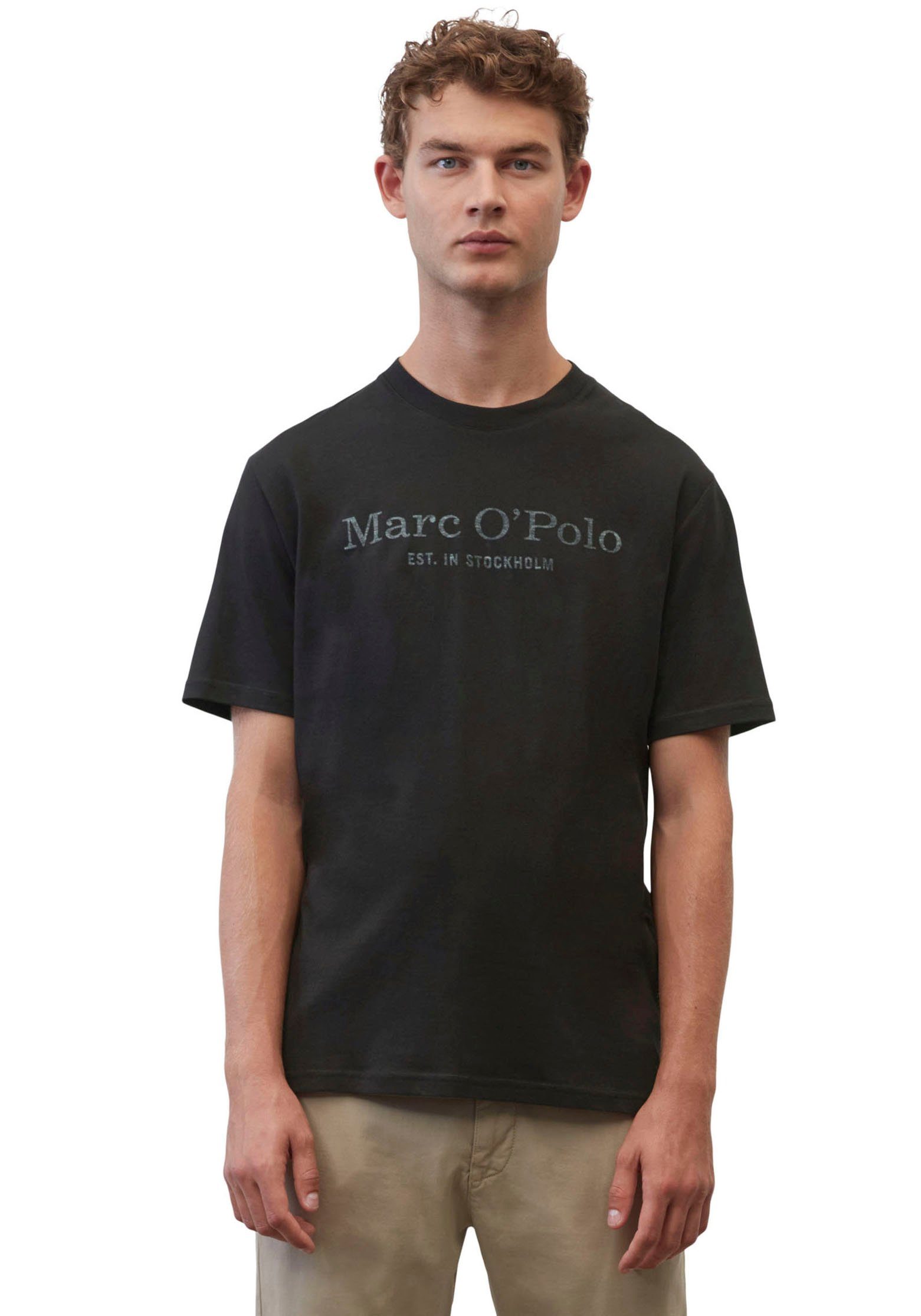 Marc O'Polo T-Shirt Logo-T-Shirt klassisches schwarz