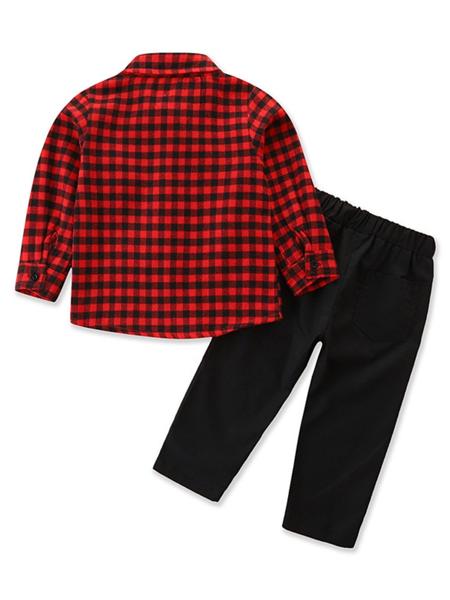 LAPA Shirt & Hose »Rot-schwarz kariertes Hemd + Stretchhose, 100% Baumwolle«