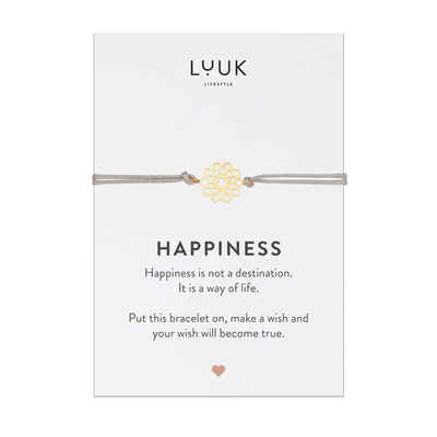 LUUK LIFESTYLE Freundschaftsarmband Mandala, handmade, mit Happiness Spruchkarte