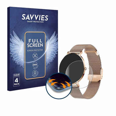 Savvies Full-Cover Schutzfolie für Xcoast X-Watch Siona 2, Displayschutzfolie, 4 Stück, 3D Curved klar