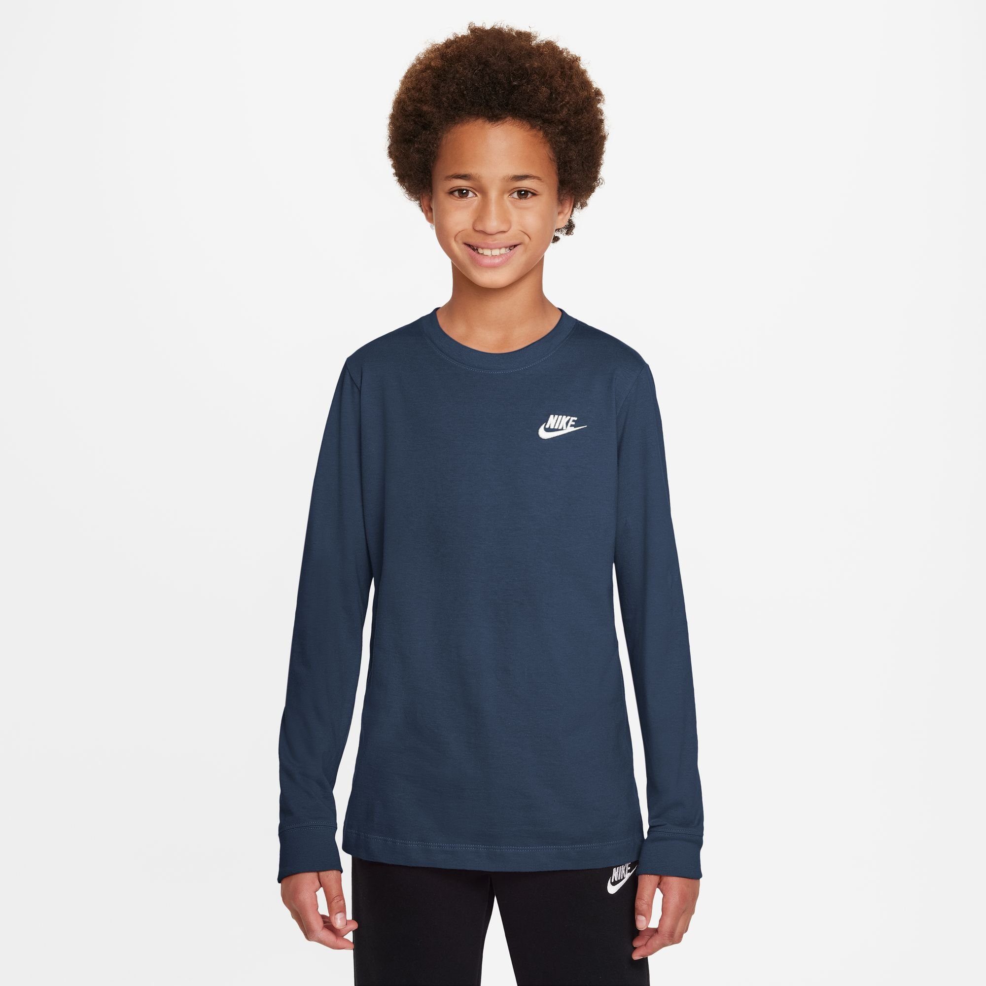 NAVY/WHITE MIDNIGHT Langarmshirt (BOYS) LONG-SLEEVE KIDS' Nike BIG Sportswear T-SHIRT