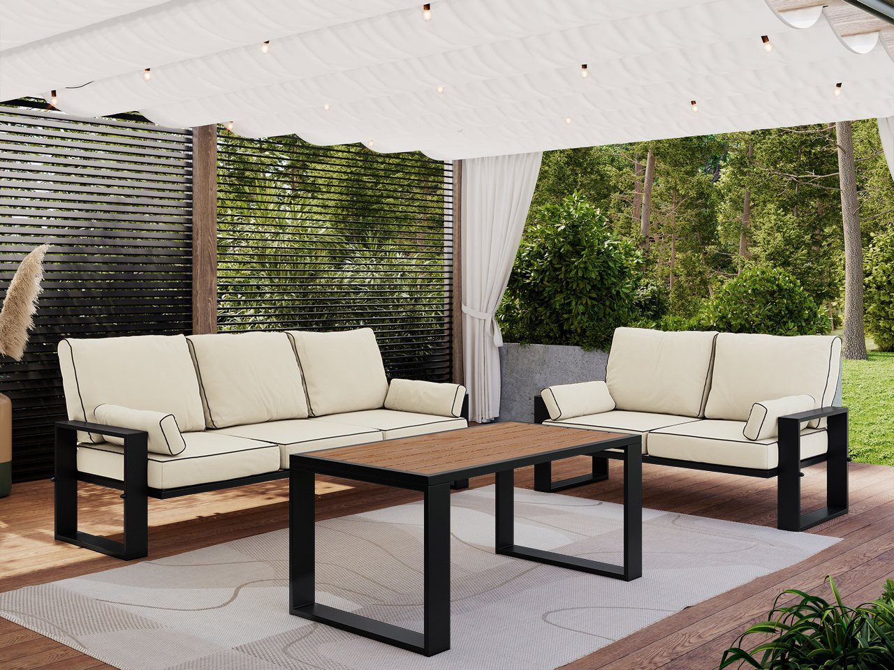 MKS MÖBEL Gartenlounge-Set ELBA Set-2, (Set, Gartenmöbel-Set, 2 Sofas, 1 Tisch), Lounge möbel set, 5 Personen, Gartenmöbel, Outdoor sitzgruppe