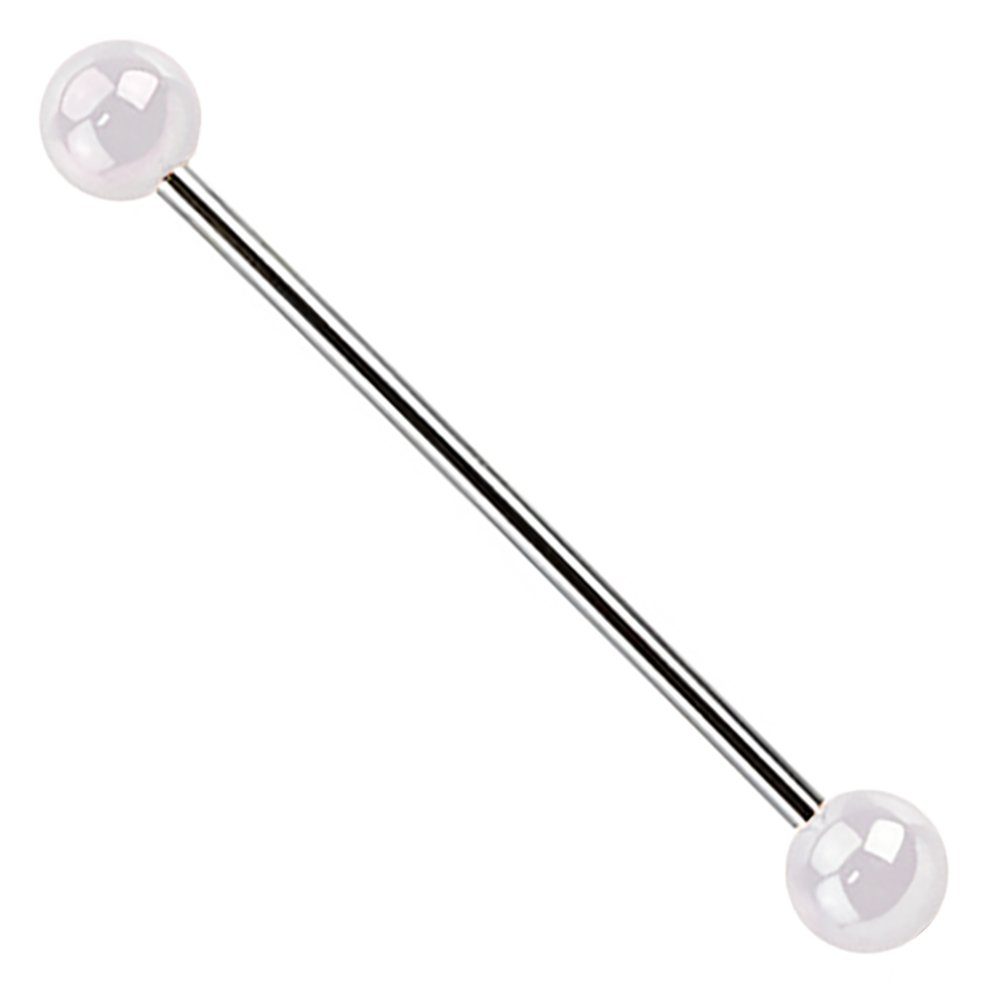 Taffstyle Piercing-Set Piercing Metallic Kugeln Industrial Intim Brust, Hantel Barbell Industrial Ohr Cartilage Helix Tragus Stab Ohrpiercing Weiß