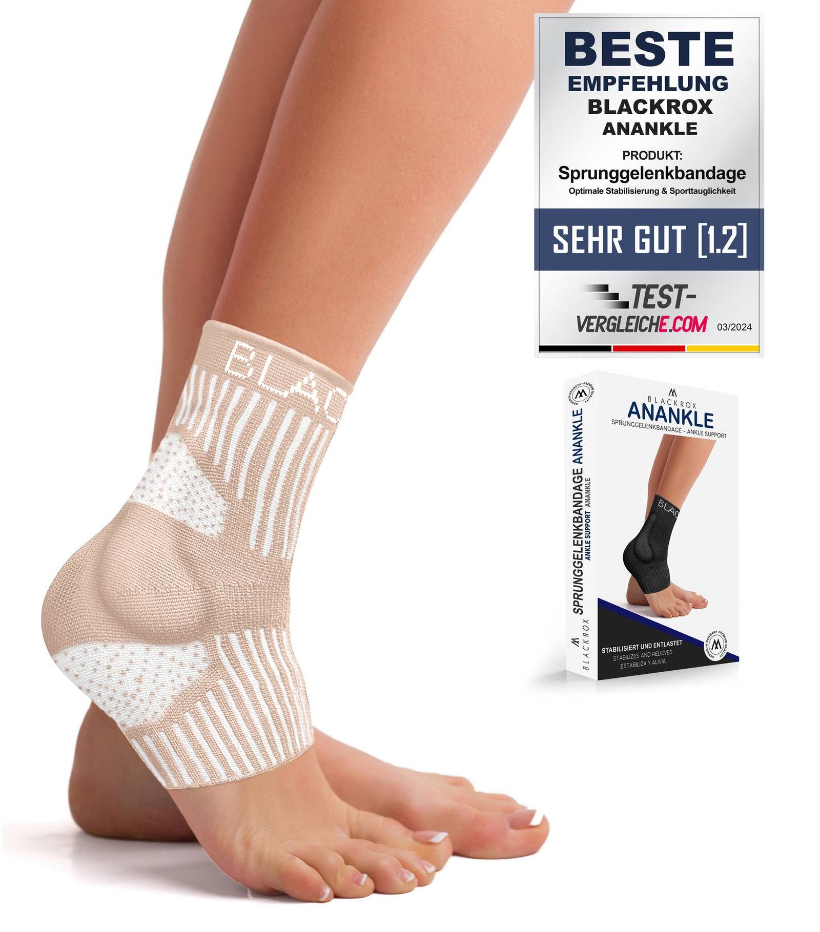 BLACKROX Sprunggelenkbandage [Vergleichssieger 2025] Gr. S-L, Für Damen & Herren, ANANKLE