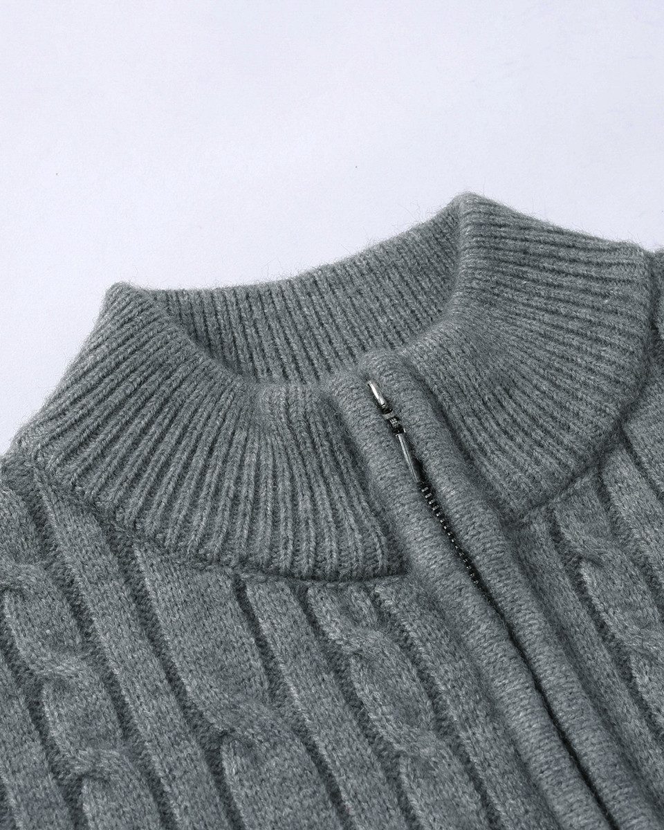 Allthemen Strickpullover mit halbem Reißverschluss Pullover Stehkragen