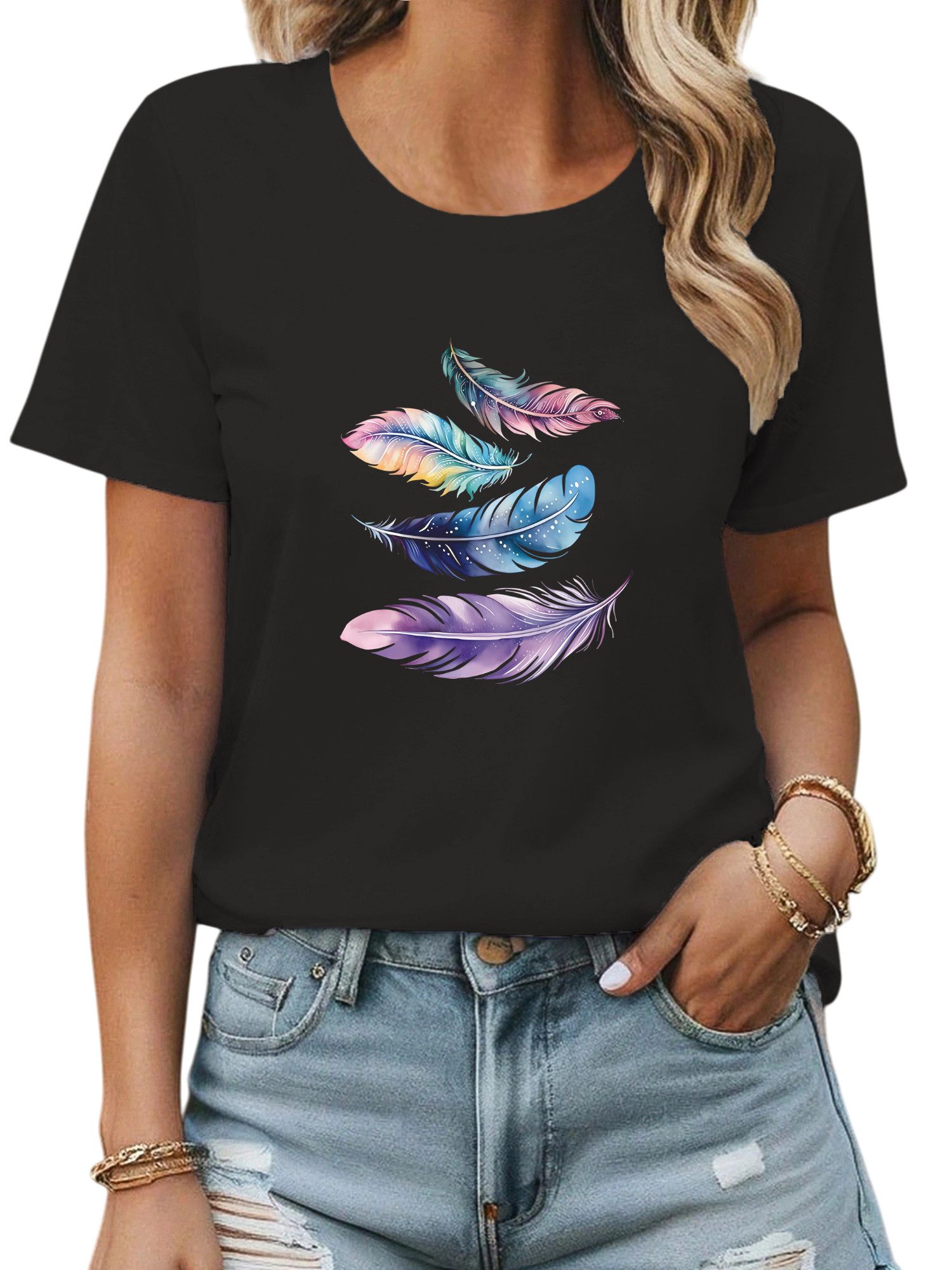 PYL Rundhalsshirt Damen Sommer Casual Bequemes günstig online kaufen