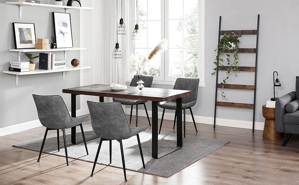 SONGMICS Esszimmerstuhl Küchenstuhl aus Samt, Polsterstuhl mit Armlehnen, Loungesessel (2 St), bis 110 kg belastbar, für Esszimmer, Wohnzimmer, mit Metallbeinen – Bild 4 von 5