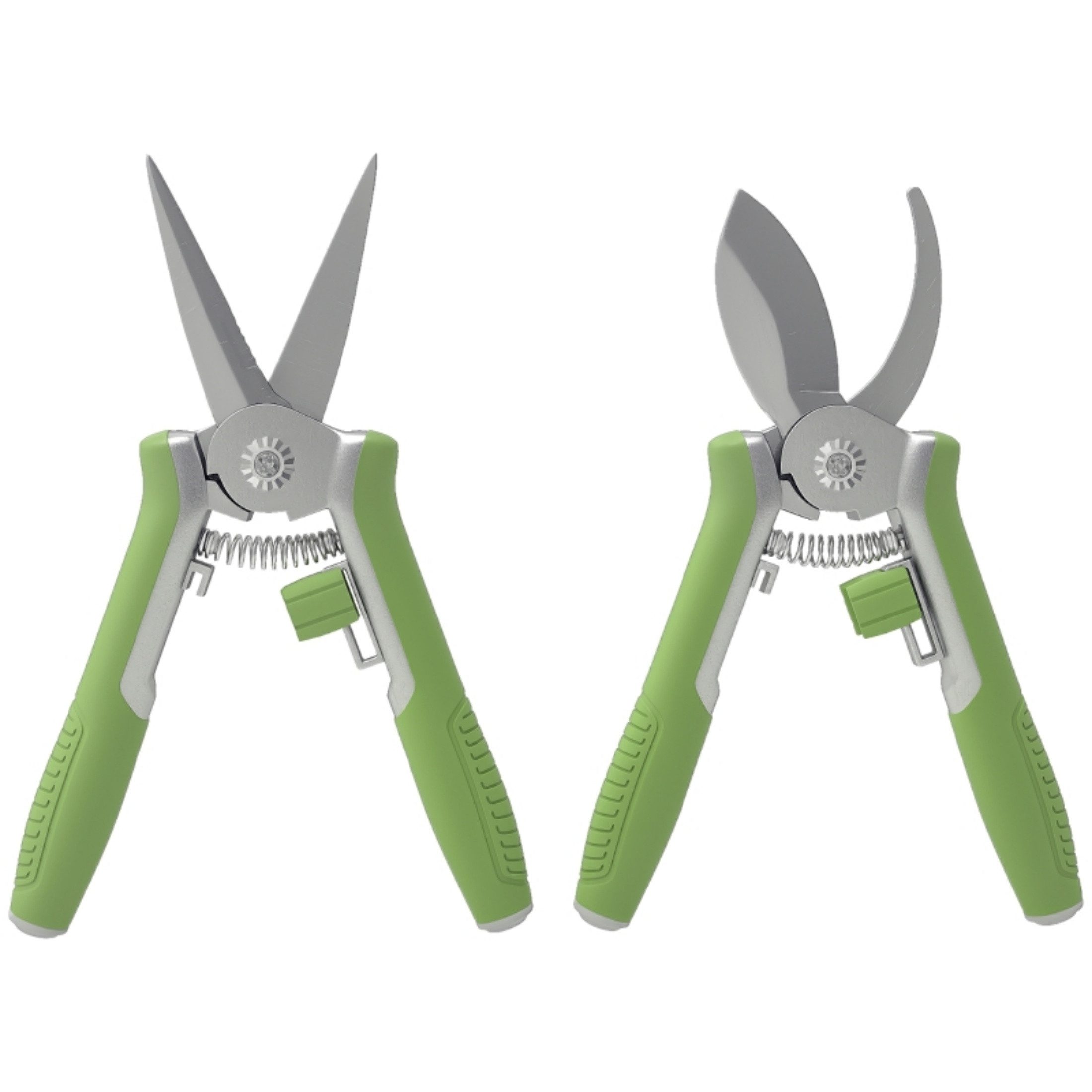 autolock Gartenpflege-Set Gartenwerkzeug Set 2-teilig aus Edelstahl mit Sicherheitsverschluss, Gartenschere & Astschere Gartengeschenke für Frauen & Männer Grün