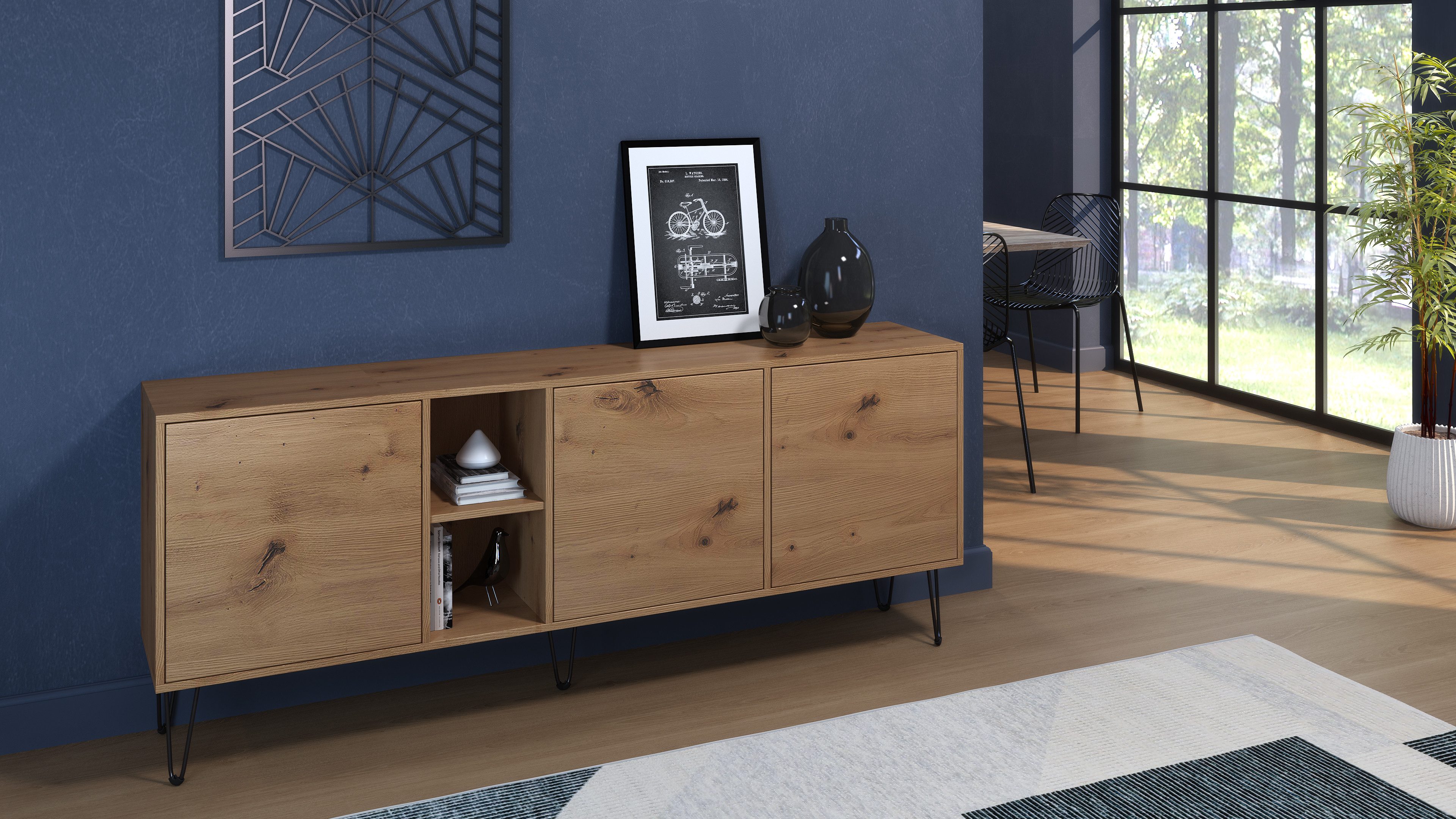 Vladon Sideboard Havana (TV-Schrank mit 3 Türen und 2 offene Fächer, Kommod günstig online kaufen